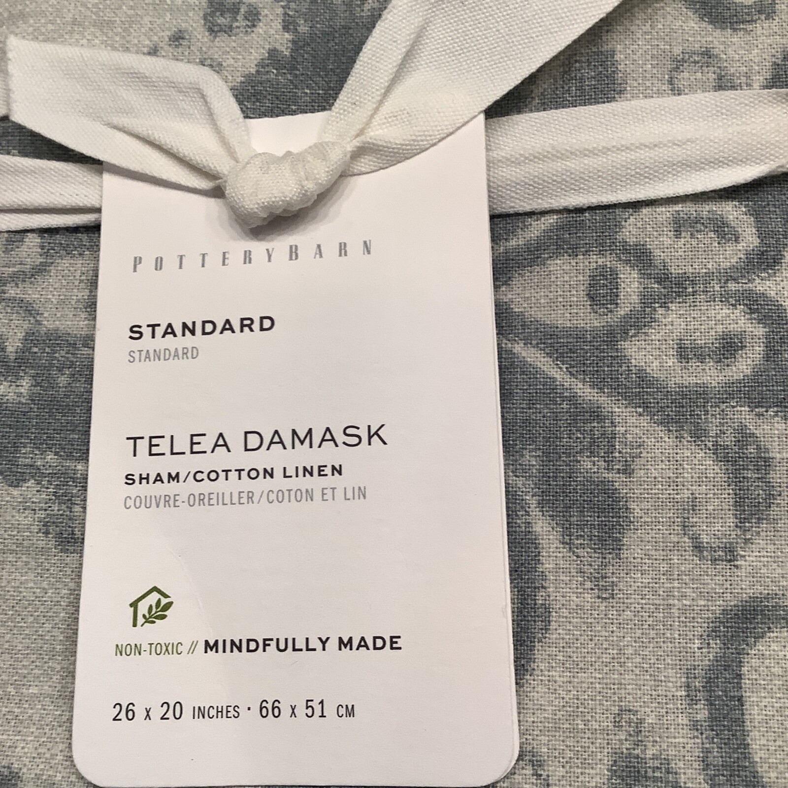 POTTERY Barn TELEA DAMASK STANDARD Sham SLATE BLUE #6742