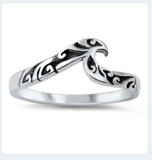 Ocean wave sterling silver toe ring
