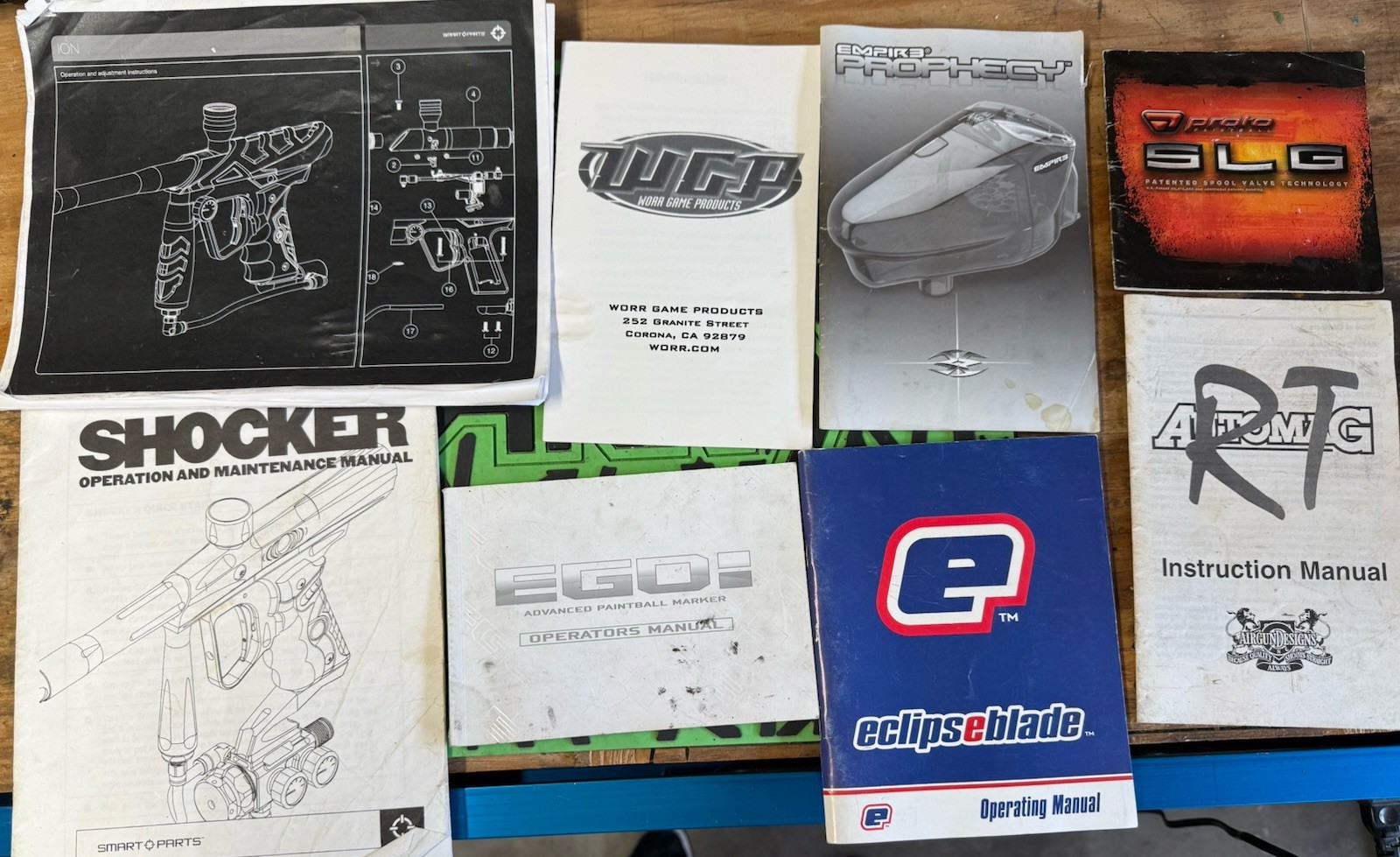 Paintball Manuals Autococker Ion Ego 8 Blade Automag RT Shocker Proto Slg Empire