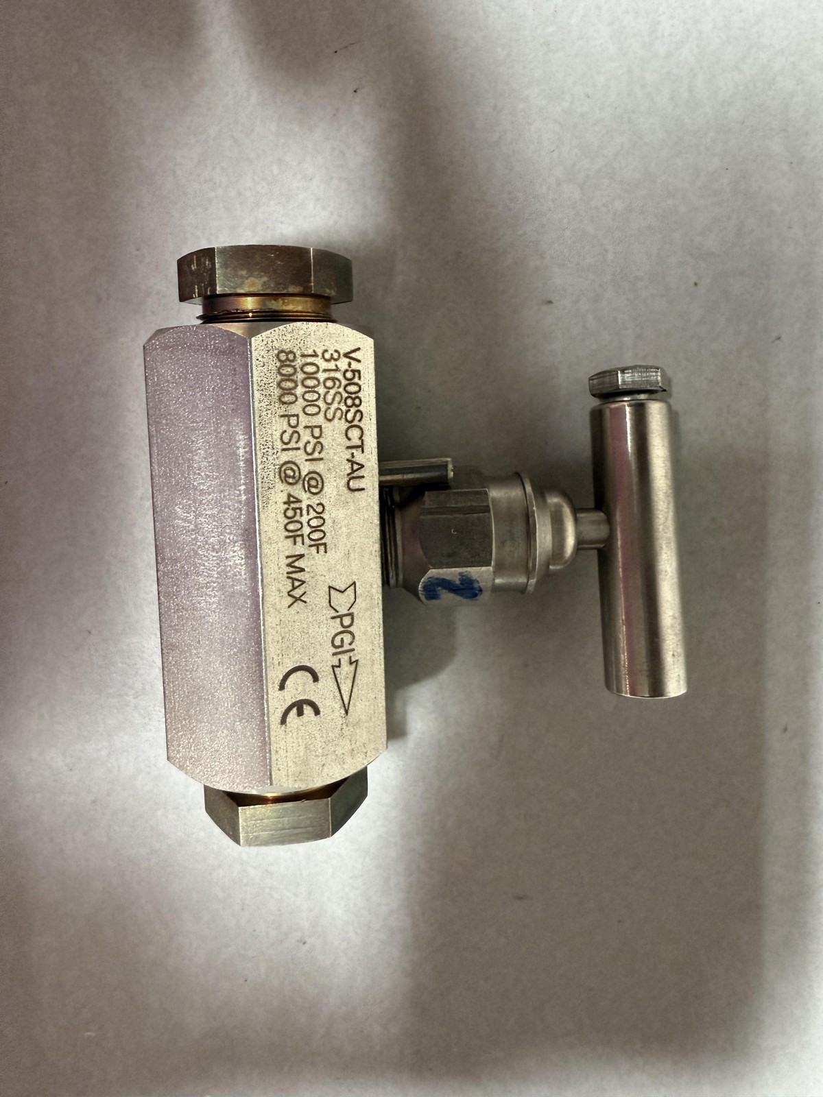 PGI International V-508SCT-AU 1/2" NPT Valve 316SS Pressure Core Stem Seal 10000