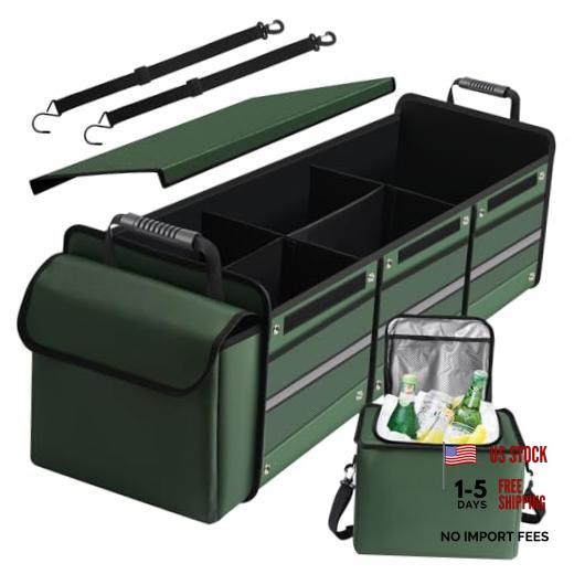 Car Trunk Organizer,115L Heavy Duty Collapsible Trunk Storage, with Green 115L