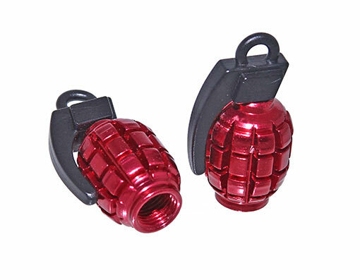 Bike Grenade Valve Caps Red Schrader Valve. Bike parts,Bicycle parts.