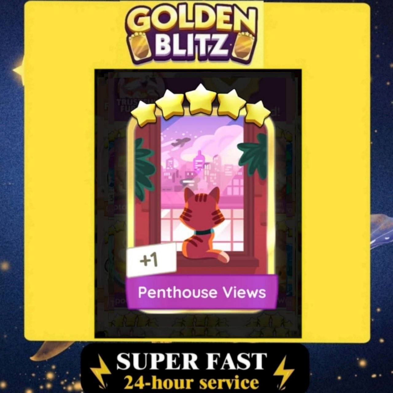 1 x Penthouse View (⭐⭐⭐⭐⭐) - set 23 Golden Blitz Mono_poly_go