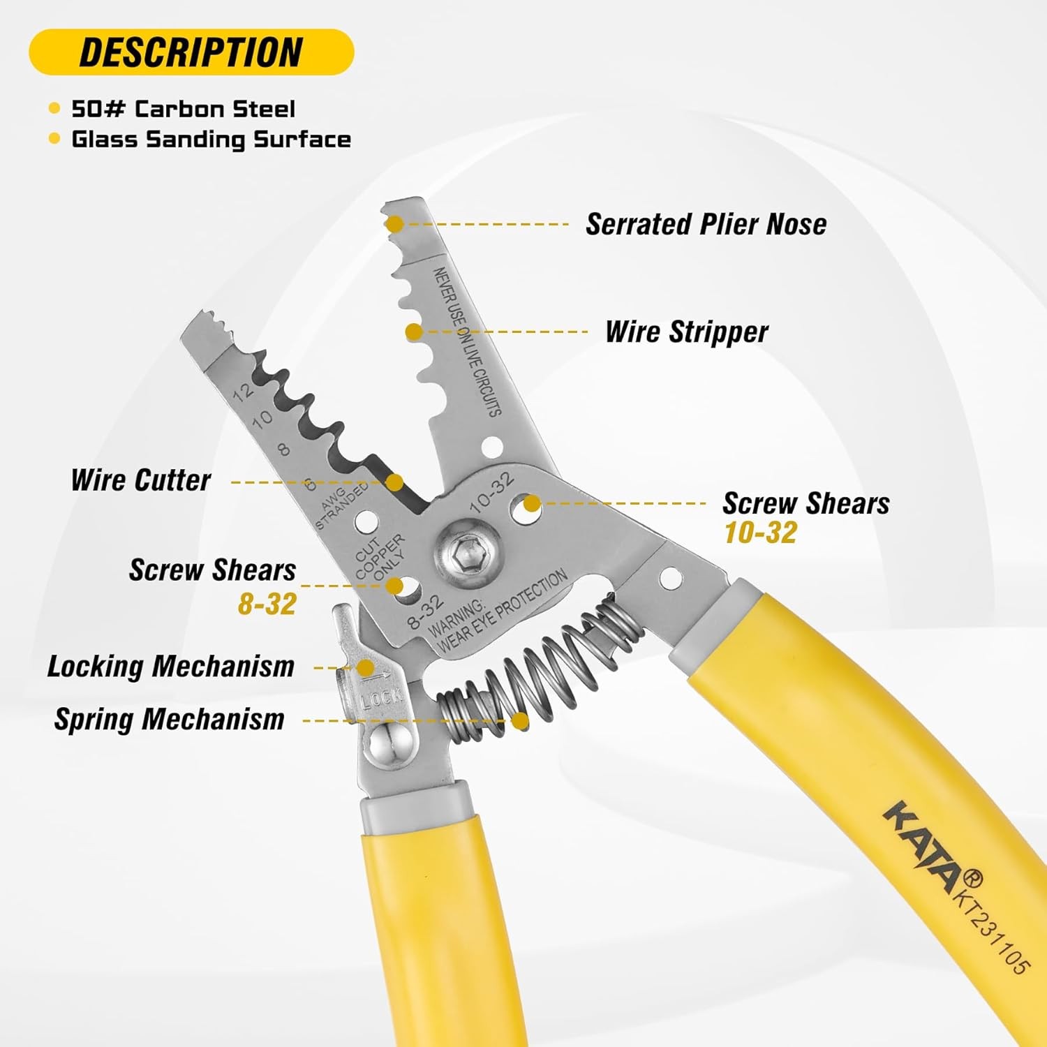 7 Inch Wire Stripper, Wire Cutter, Stripping/Cutting Tool for 6-12 AWG Stranded