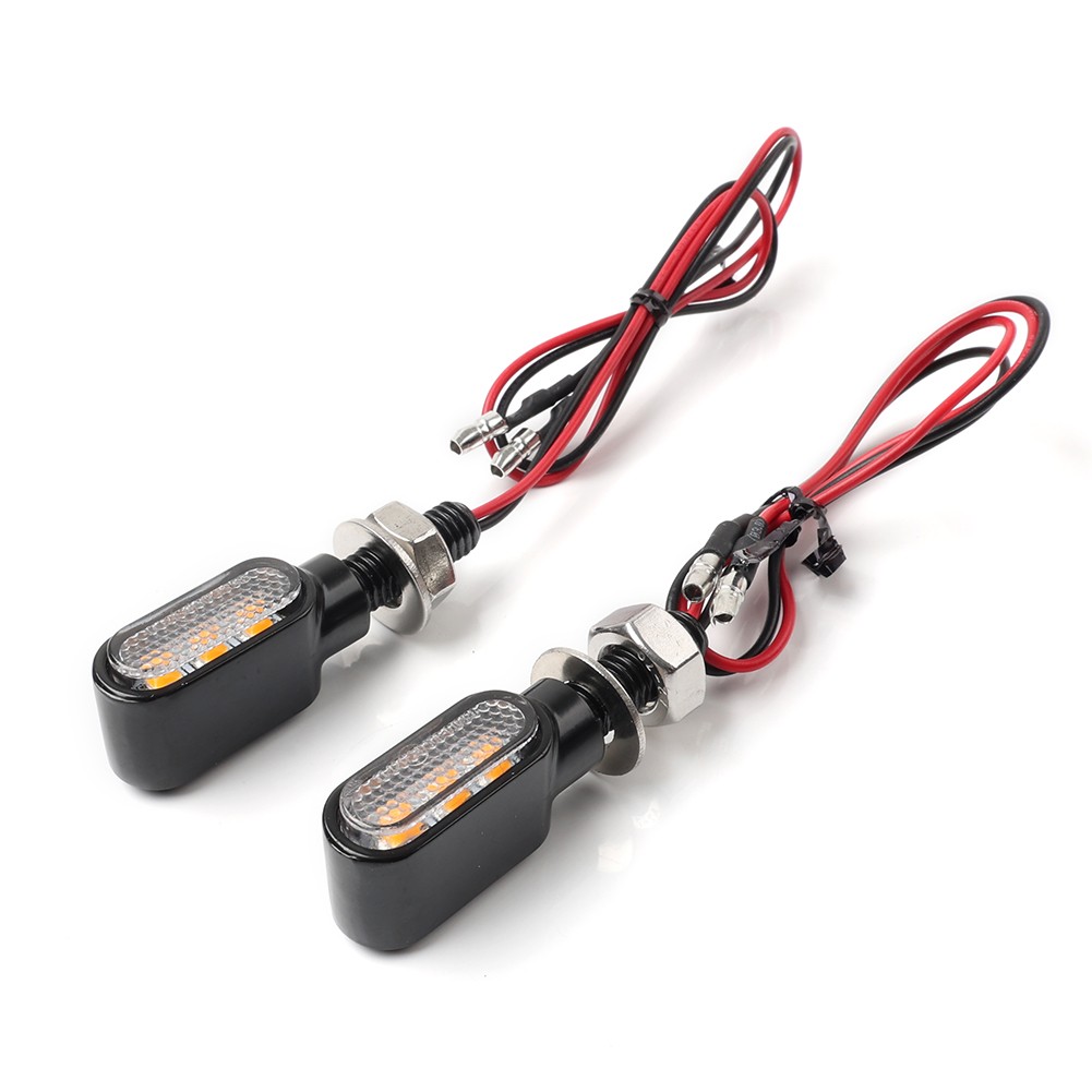 Motorcycle Turn Signal Mini Blinker Indicator Light Amber Black&Clear Universal