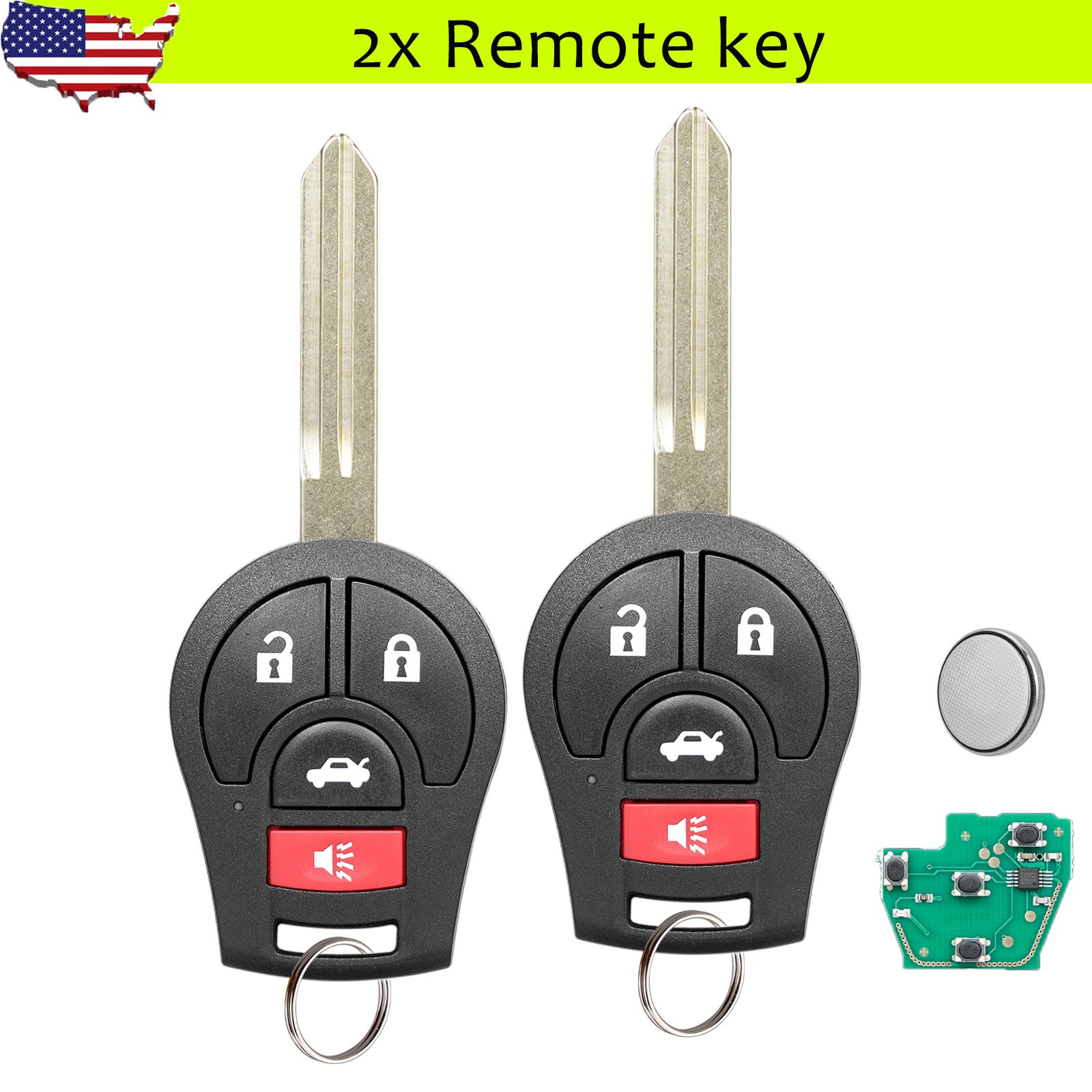 2X for 2013 2014 2015 2016 2017 2018 2019 Nissan Versa Sentra Remote Key Fob 4B