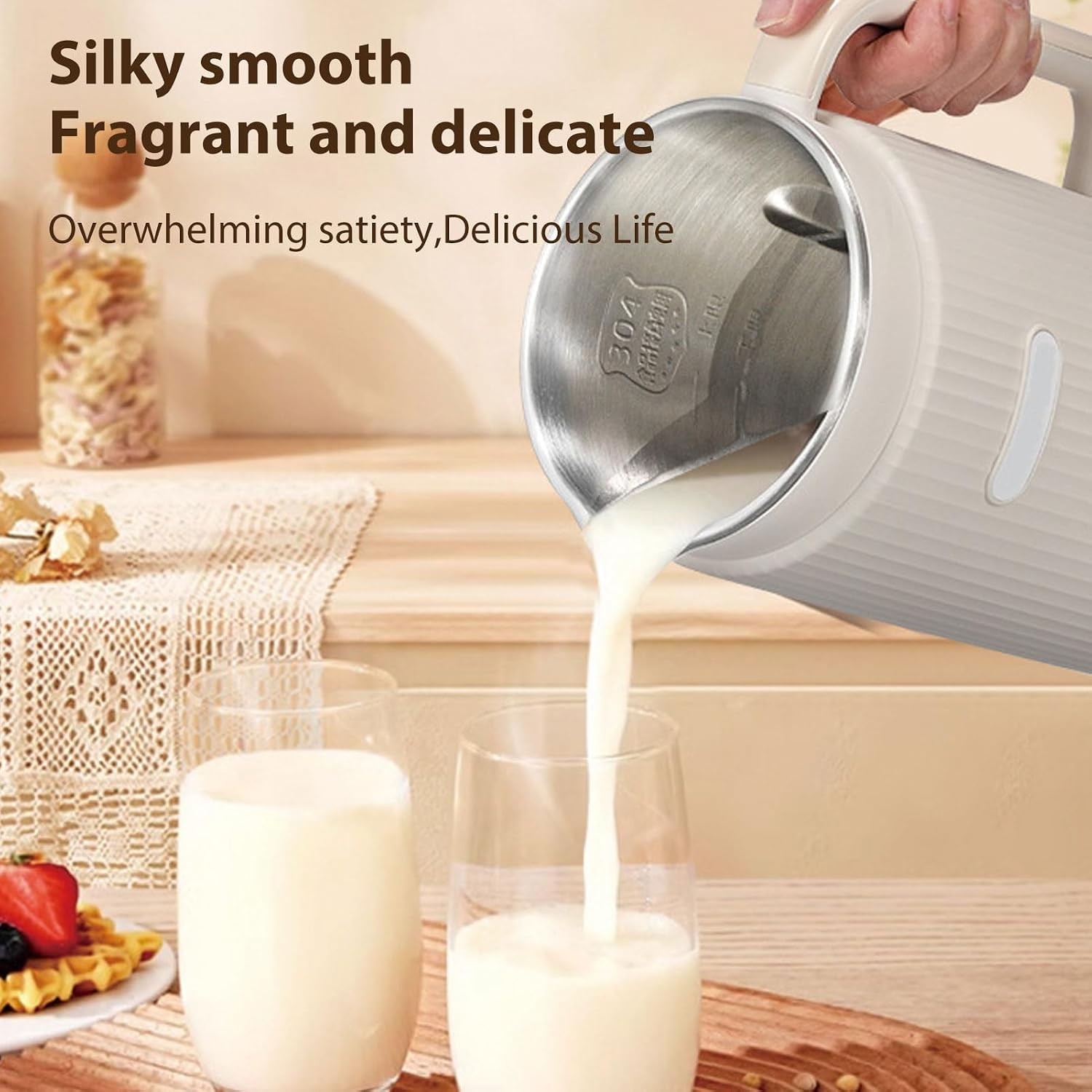 Nut Milk Soy Milk Maker Programmable Blender with Digital Display White