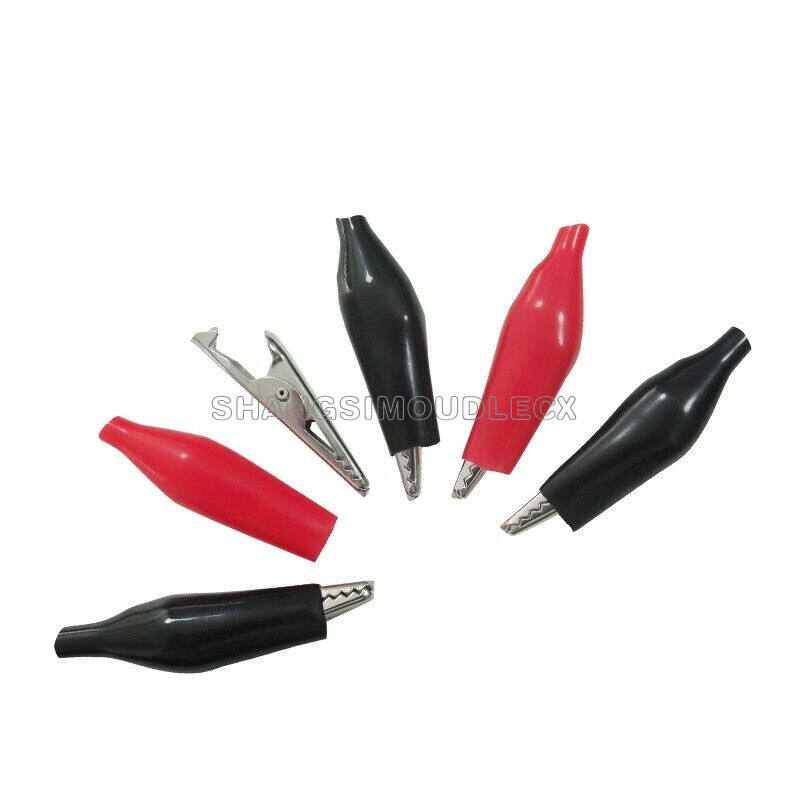20pcs P2001 Red Black Soft Plastic Coated Testing Probe Aligator Clips Crocodile