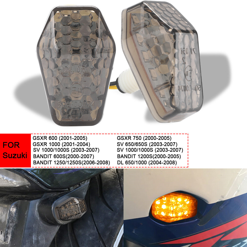 2X Smoke Flush Mount LED Motorcycle Turn Signals Blinker Light for Suzuki GSXR