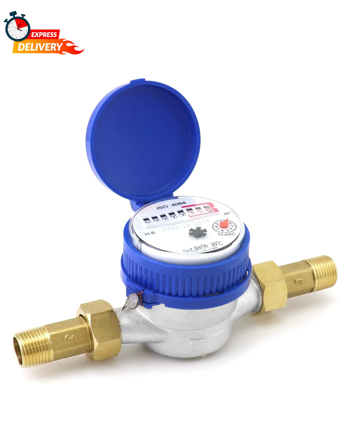QWORK Water Meter, 1/2" NPT 304 Stainless Steel Cold Water Flow Meter with Pulse