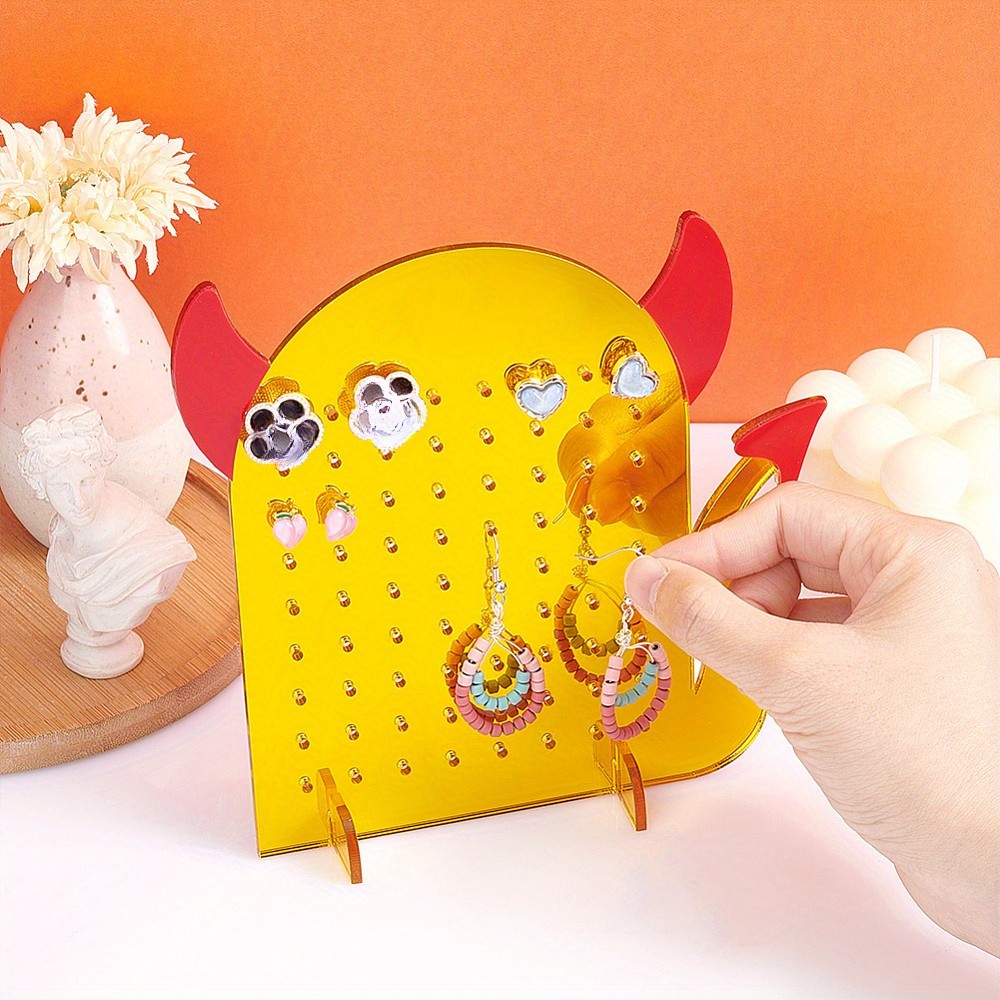 1set Acrylic Earring Display Stands Earring Organizer Holder Red Monster Pattern