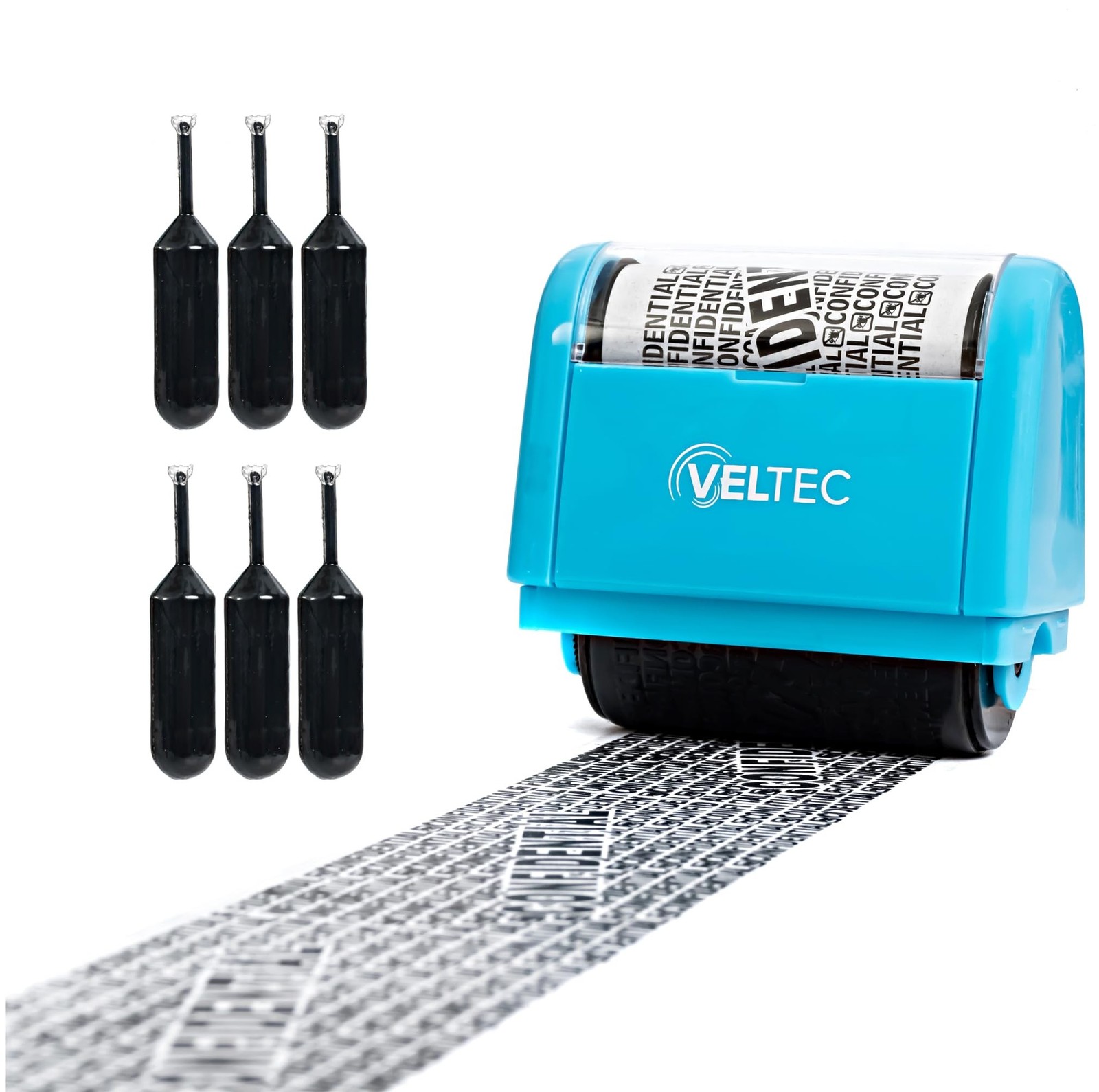 ID Protector Ink Roller - Identity Theft Protection Roller Stamp Set (Blue, S...