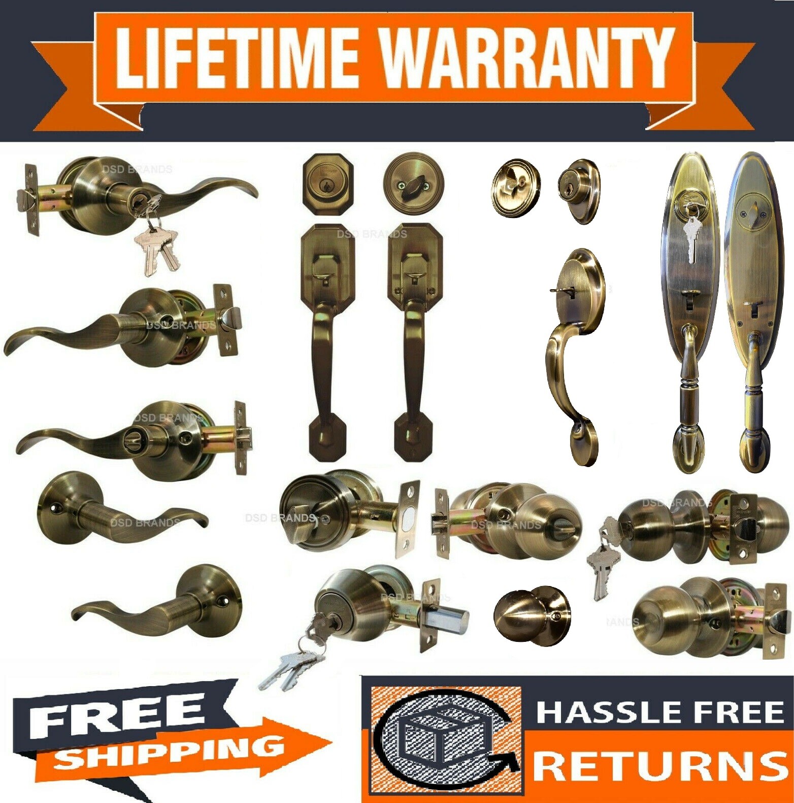Constructor Door Handle Set Deadbolt Lever Knob - Entry /Privacy /Passage /Dummy