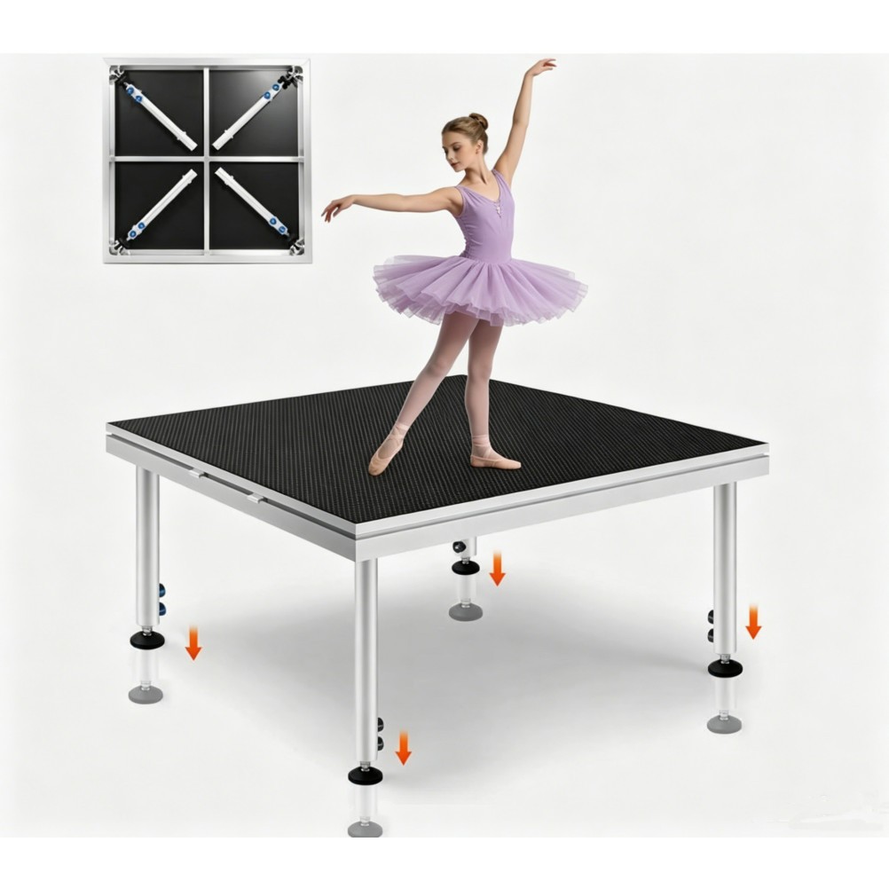 Portable Stage 4x4 ft Height Adjust Stage Riser 24"-40" Modular Stage Platform