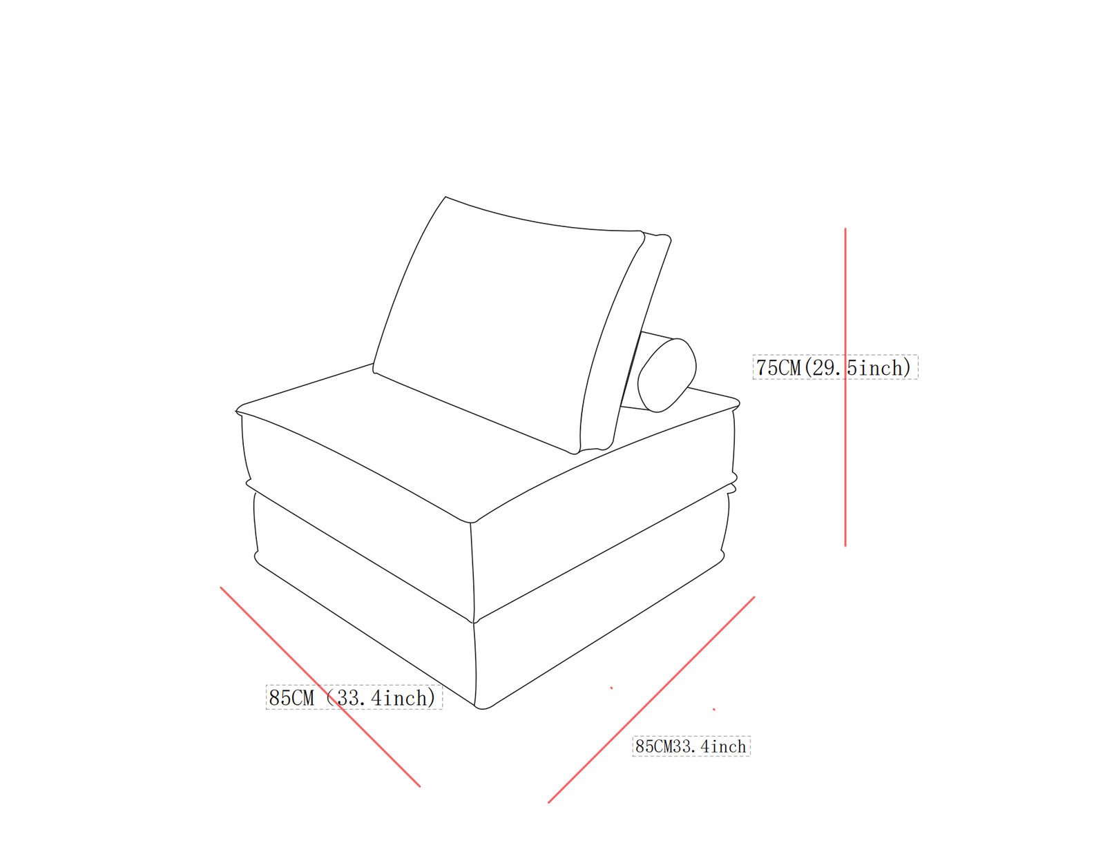 66.9 inch modular sofa, single seater, double-layer multi-combination, skin-frie
