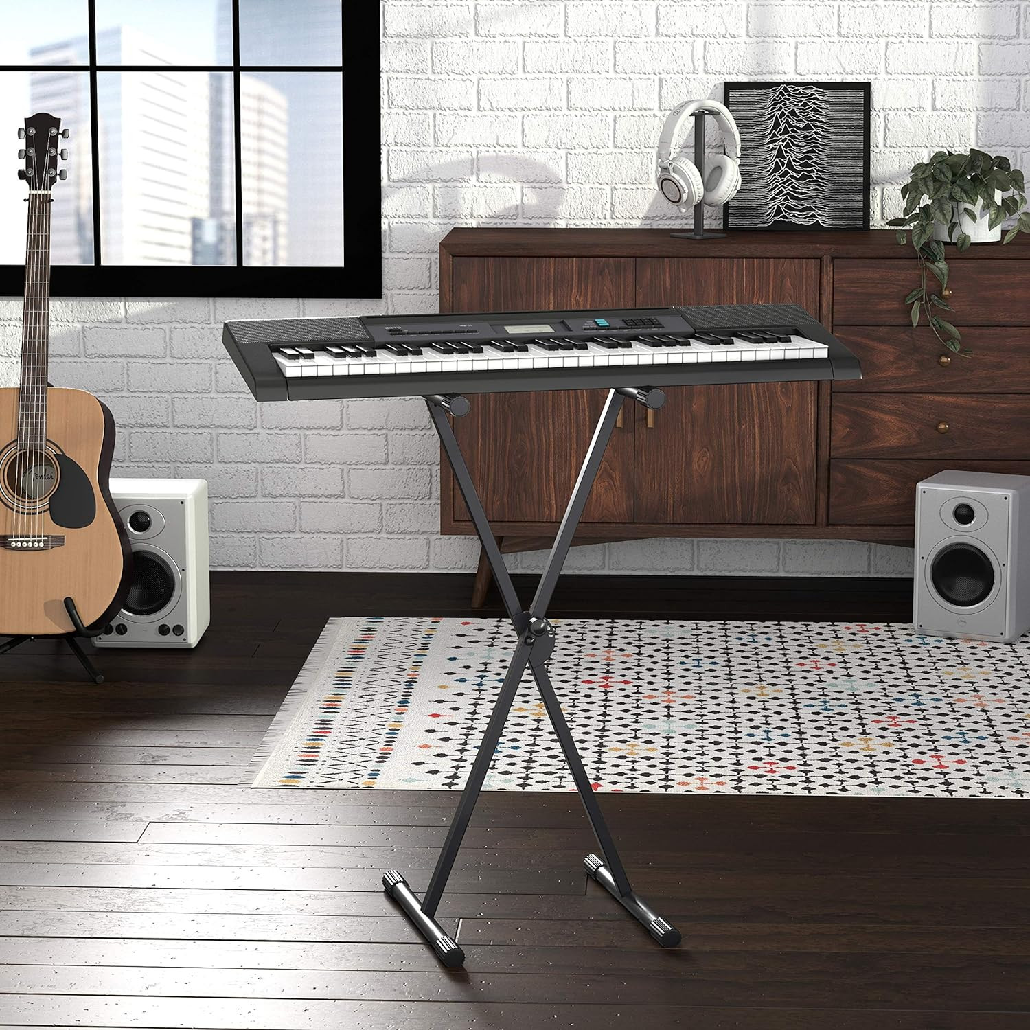 Keyboard and Piano Stand, Adjustable Height, Portable Single-X-Shape, Stable Ste