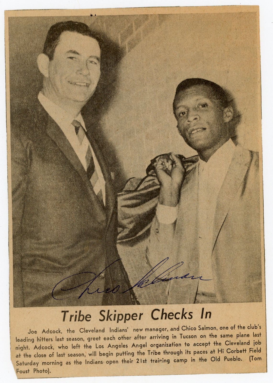 Chico Salmon - Signed Newspaper Clipping