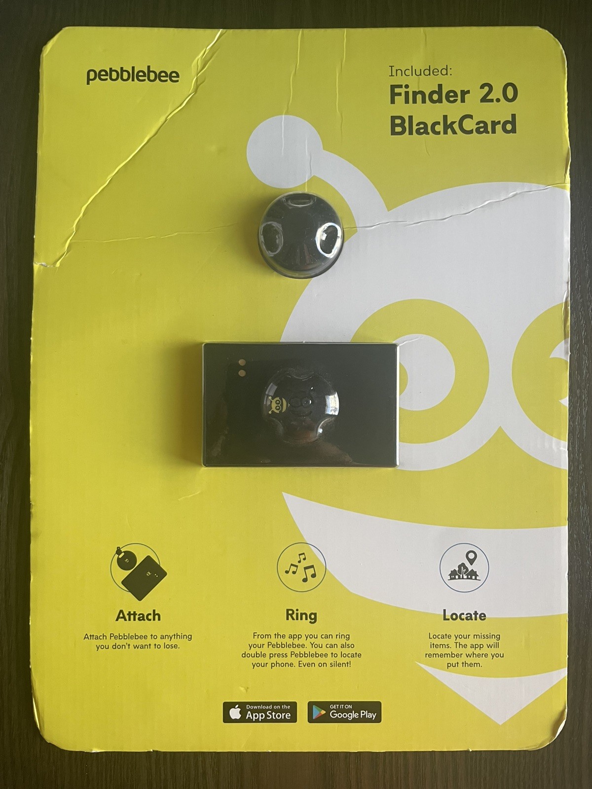 Pebblebee The FINDER 2.0 Find Lost Keys Wallet Anything Key Chain Black Card NEW
