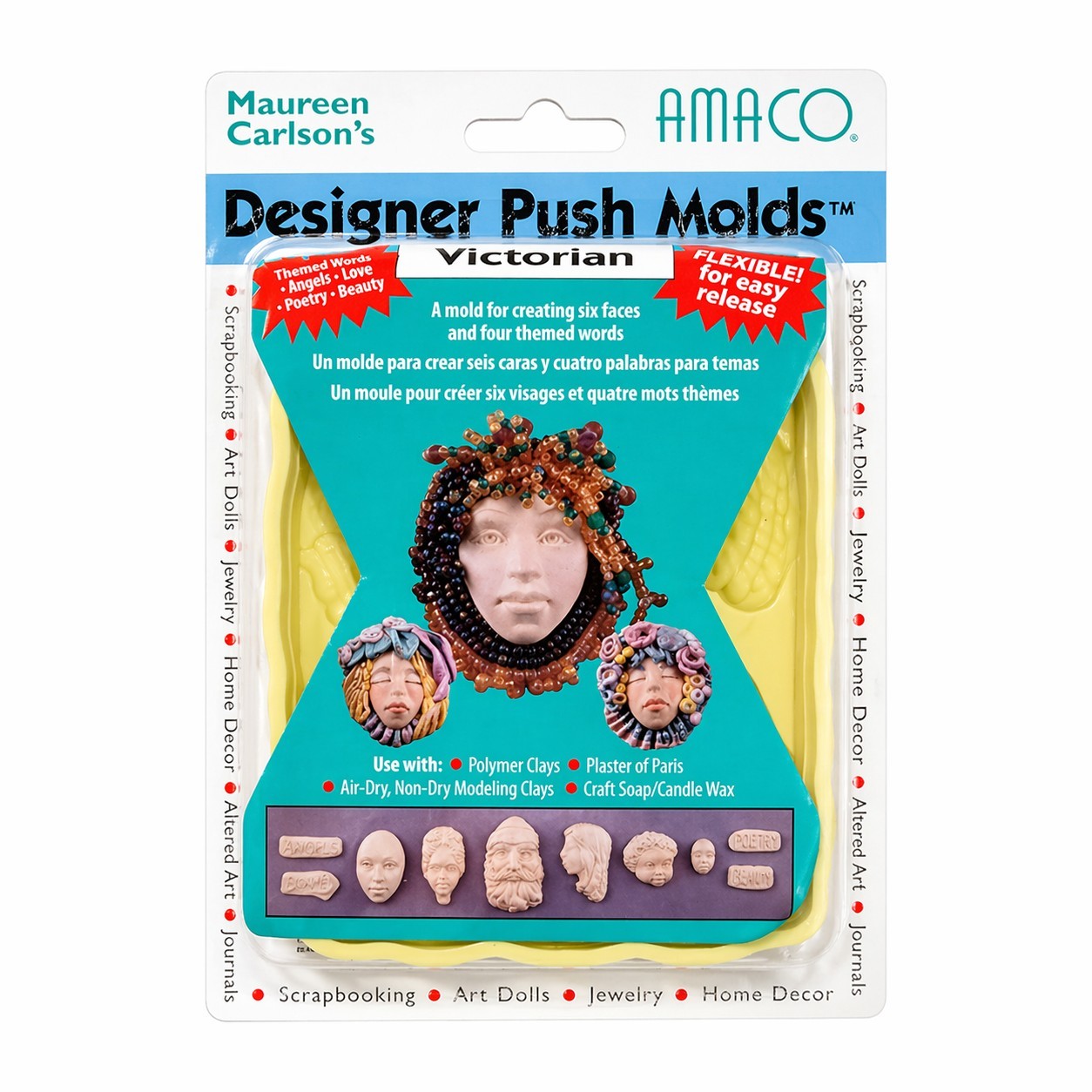 Victorian Face Mold Polymer Clay Push Mold Art Doll Faces Jewelry Craft Supplies