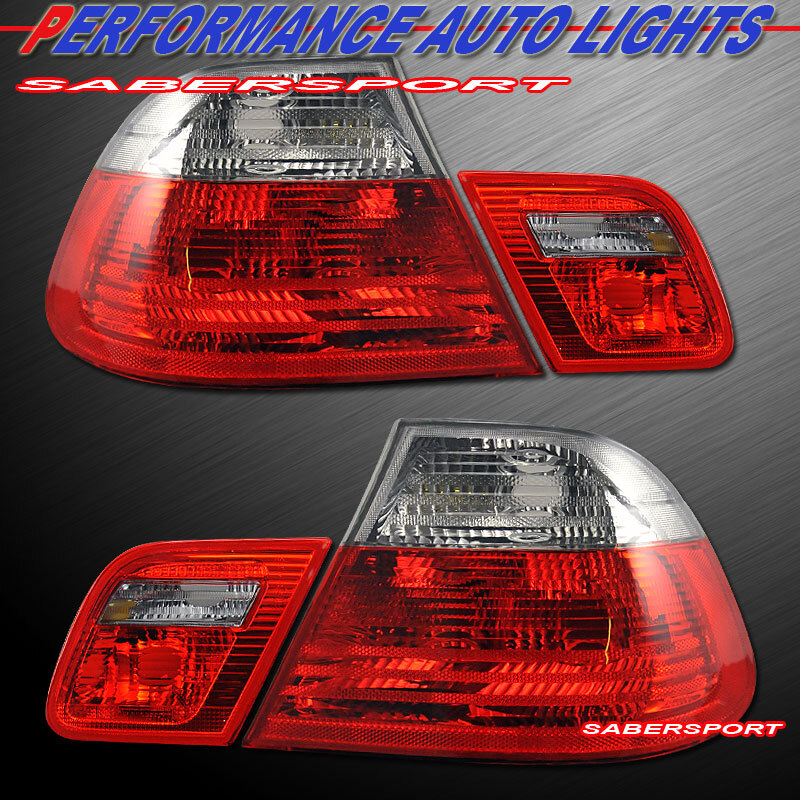 Red Smoke Taillights + Trunk Light 4pcs for 2000-2003 BMW E46 3-Series 2dr Coupe