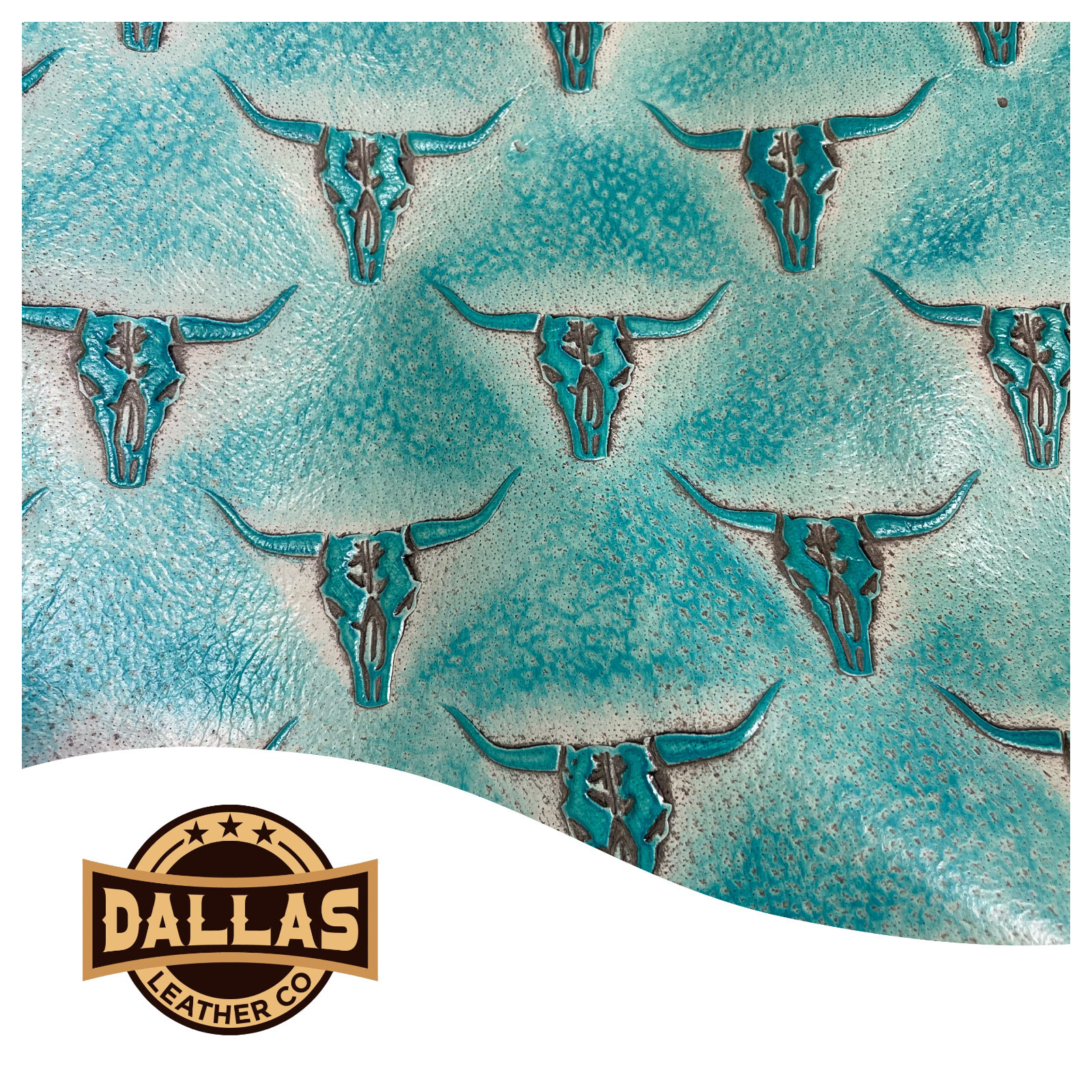 Embossed Leather Cuts | Mini Longhorn Light Turquoise | Pre-Cut Sheets | DLCo