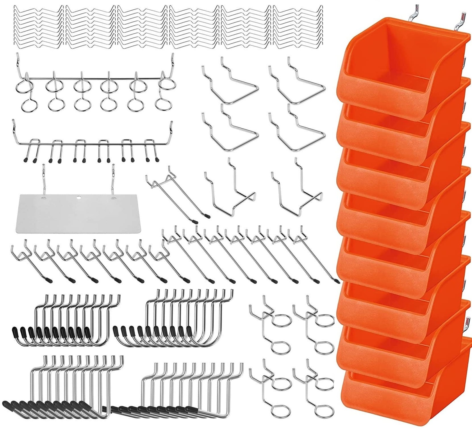 150-Piece Pegboard Hooks Assortment Pegboard Accessories with Pegboard Bins for