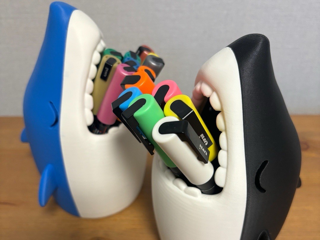 Shark Pencil Holder Desk Organizer 3D Printed Office Supply Storage