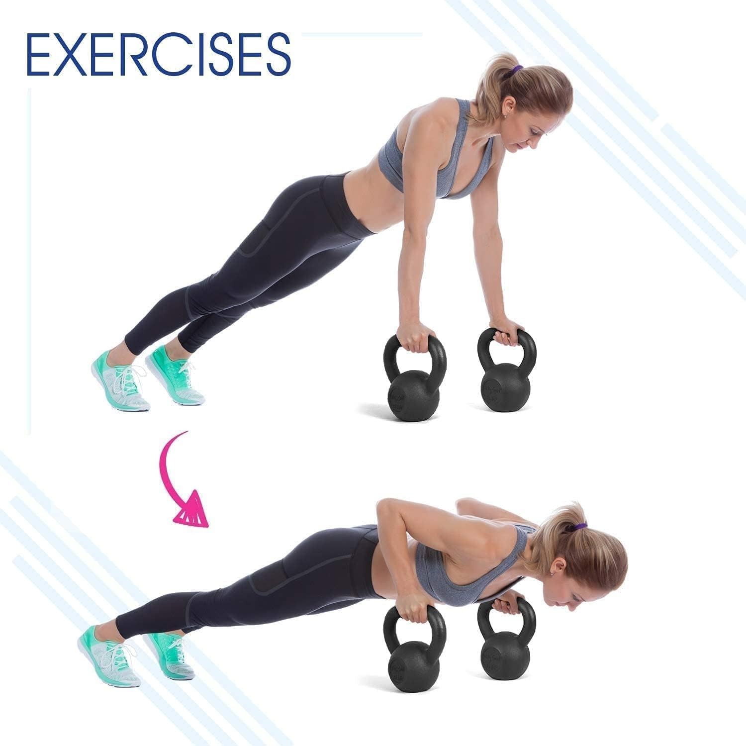 Elegant 30 LB Kettlebell Pair - Cast Iron Weights for Strength & Conditioning