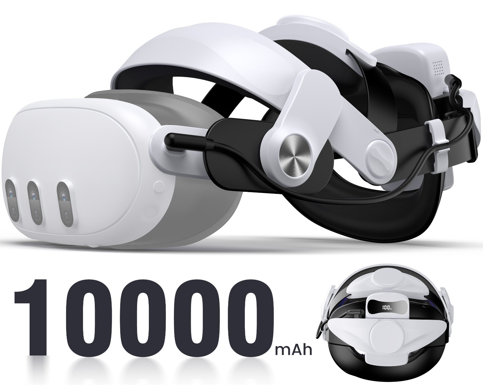 For Meta Oculus Quest 3/3s/Quest 2 VR Headset Elite Head Strap 10000mAh Battery