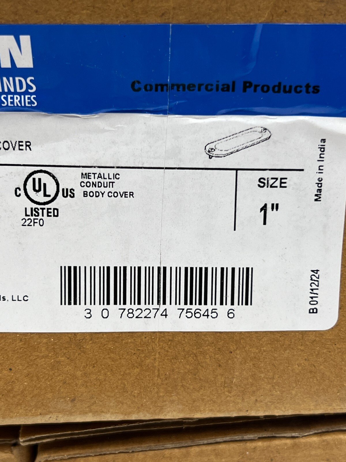 (QTY 25) Eaton Crouse-Hinds K100S 1" Sheet steel Blank Conduit Body Cover