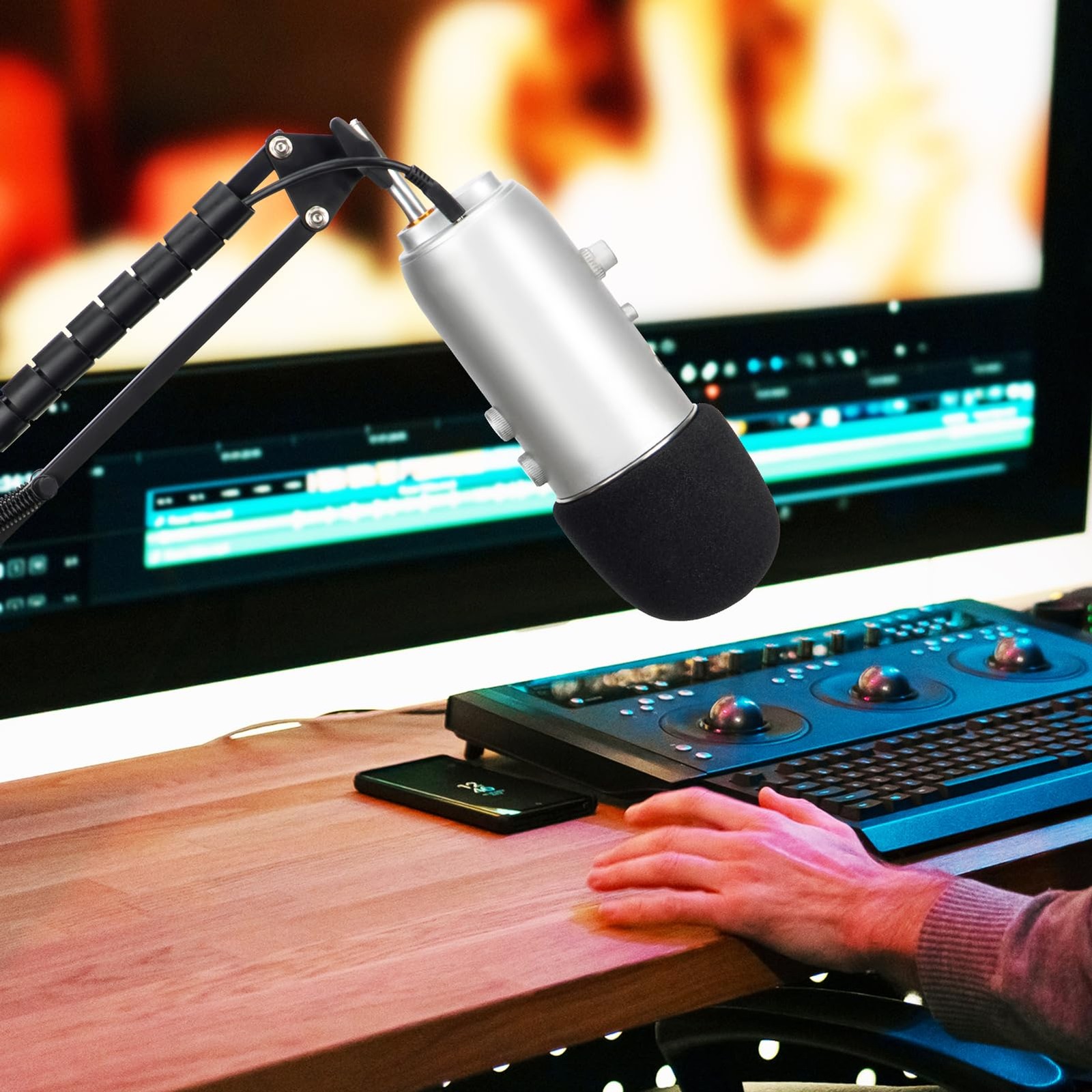 2PCS Pop Filter for Blue Yeti Microphone with Foam Windscreen Cover