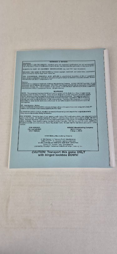 Arcade Manual: JUDGE DREDD - BALLY - 1993 - FREE SHIPPING