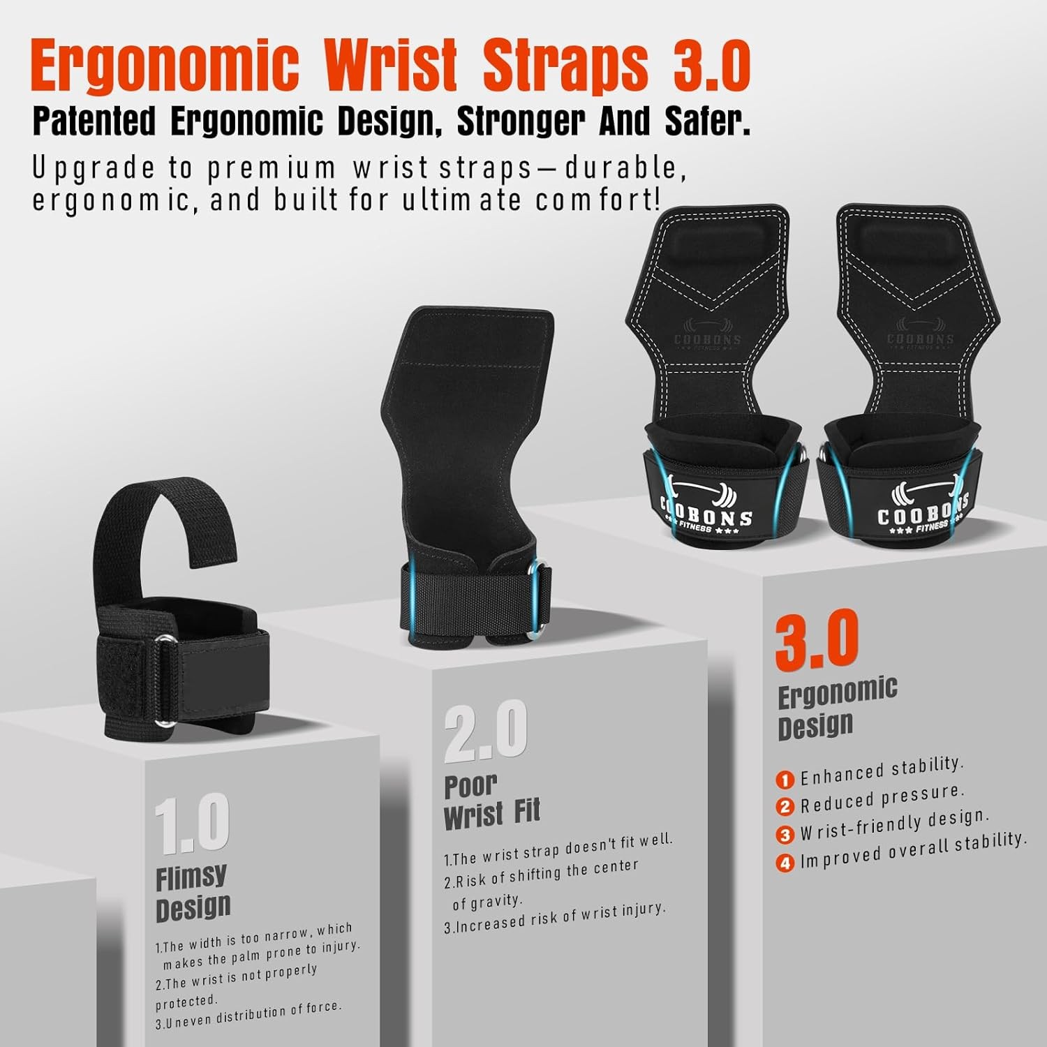 Lifting Wrist Straps for Weightlifting, Double Layer Leather Weight Black