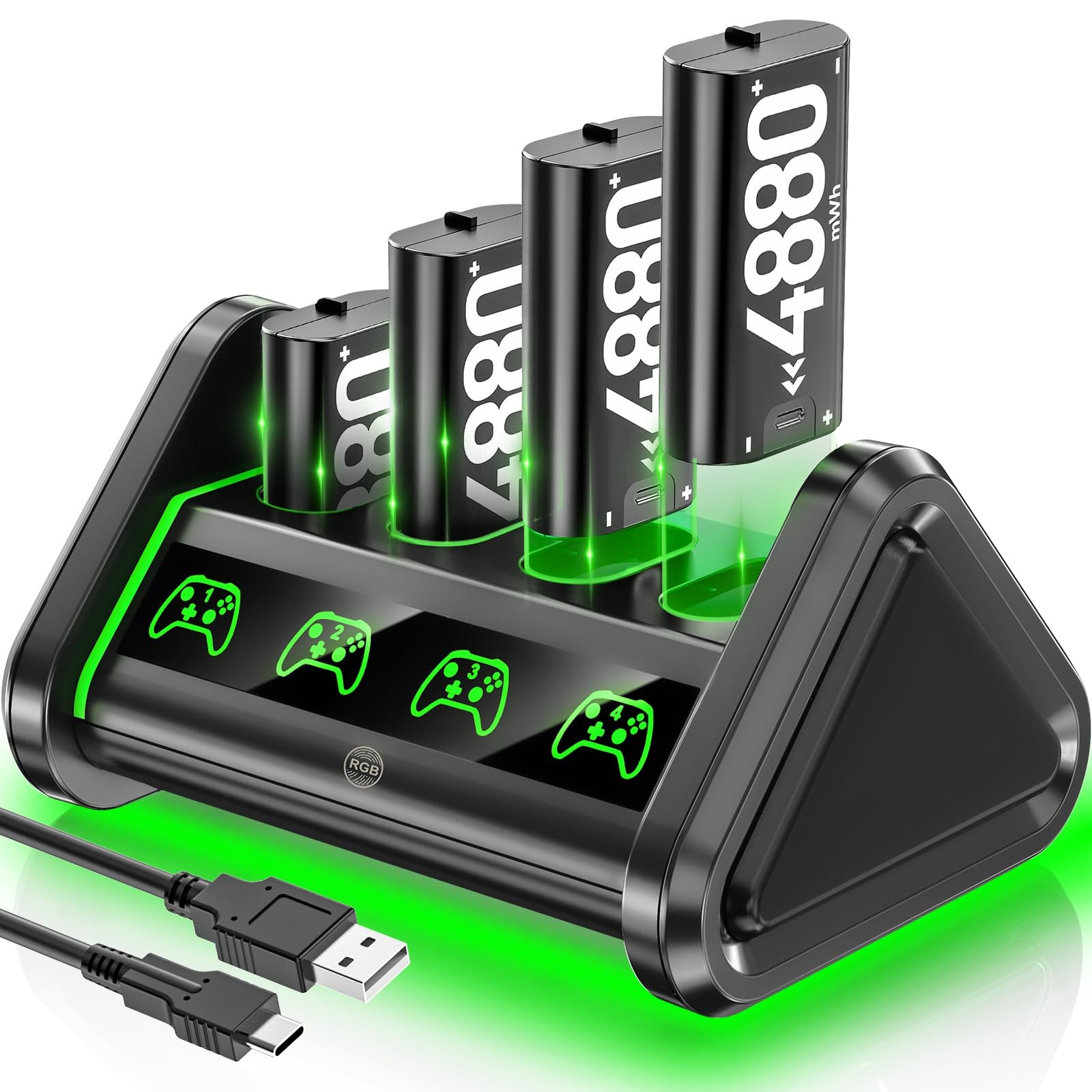 OIVO Rechargeable Battery for XboxOne/Xbox Series X|S, 4 x 4880mWh Xbox Batte...