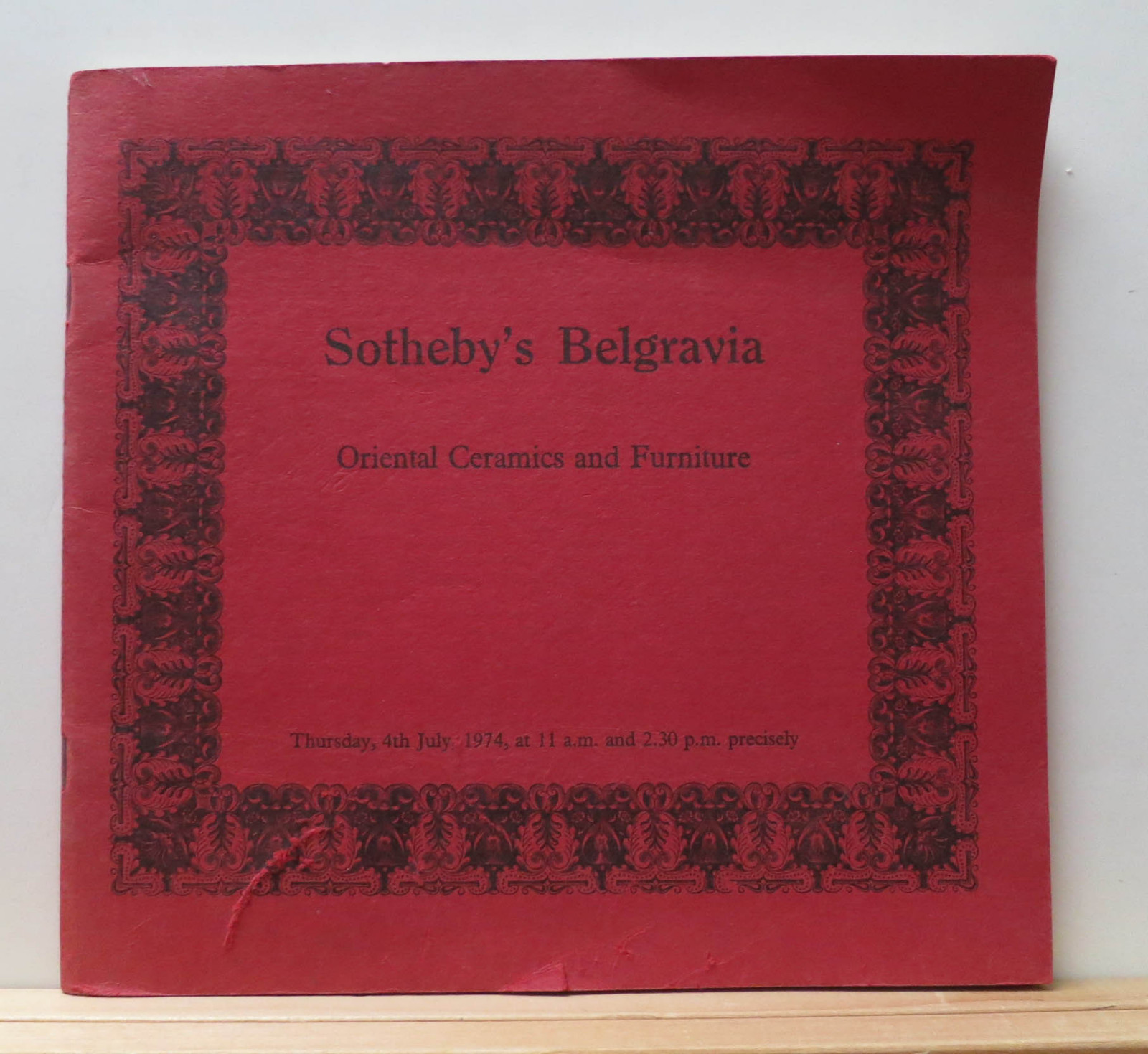 Sotheby's Belgravia Oriental Ceramics & Furniture Catalog 7/4/74 Chinese 40 pgs