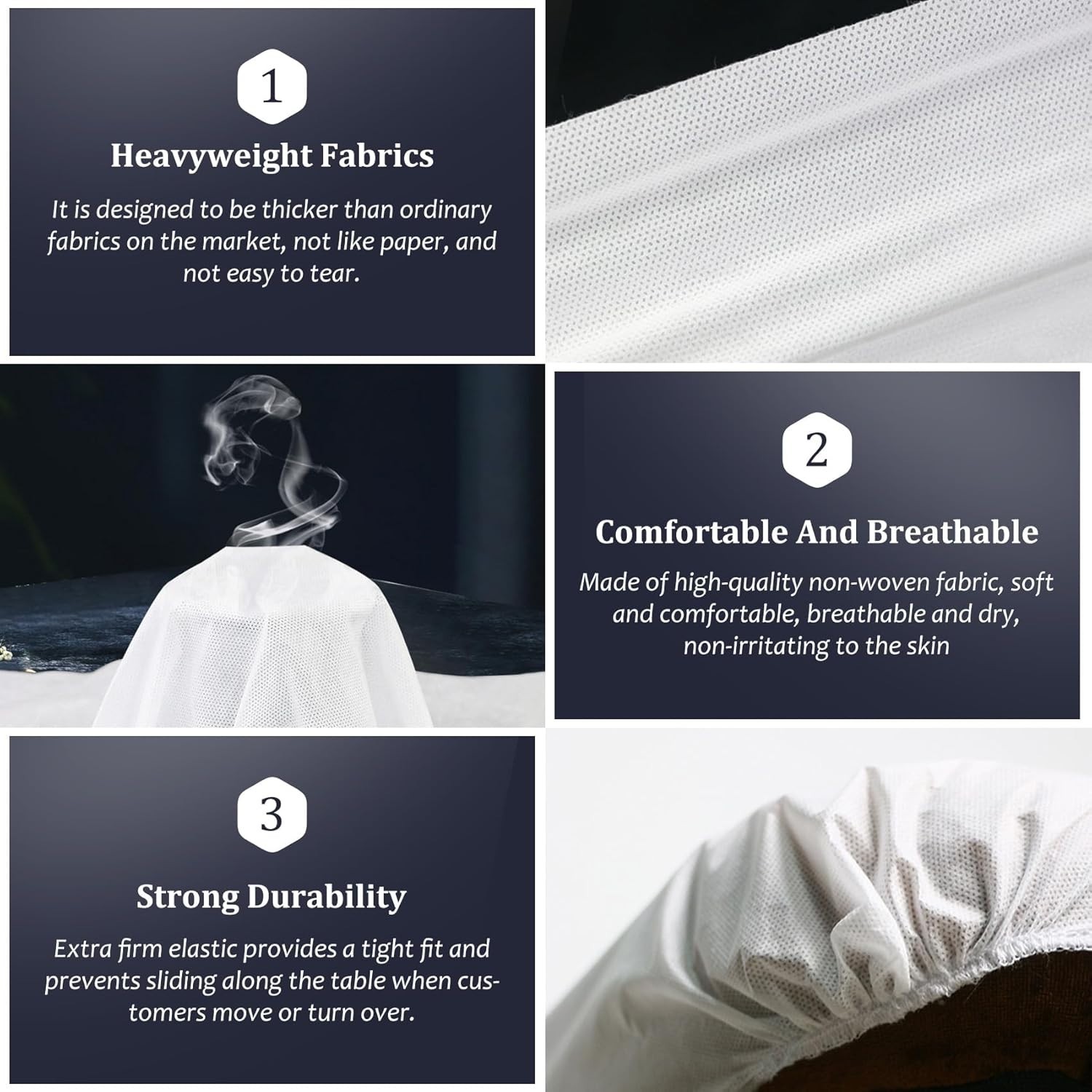 50PCS Disposable Massage Table Sheets, White, 36 x 85 Inch