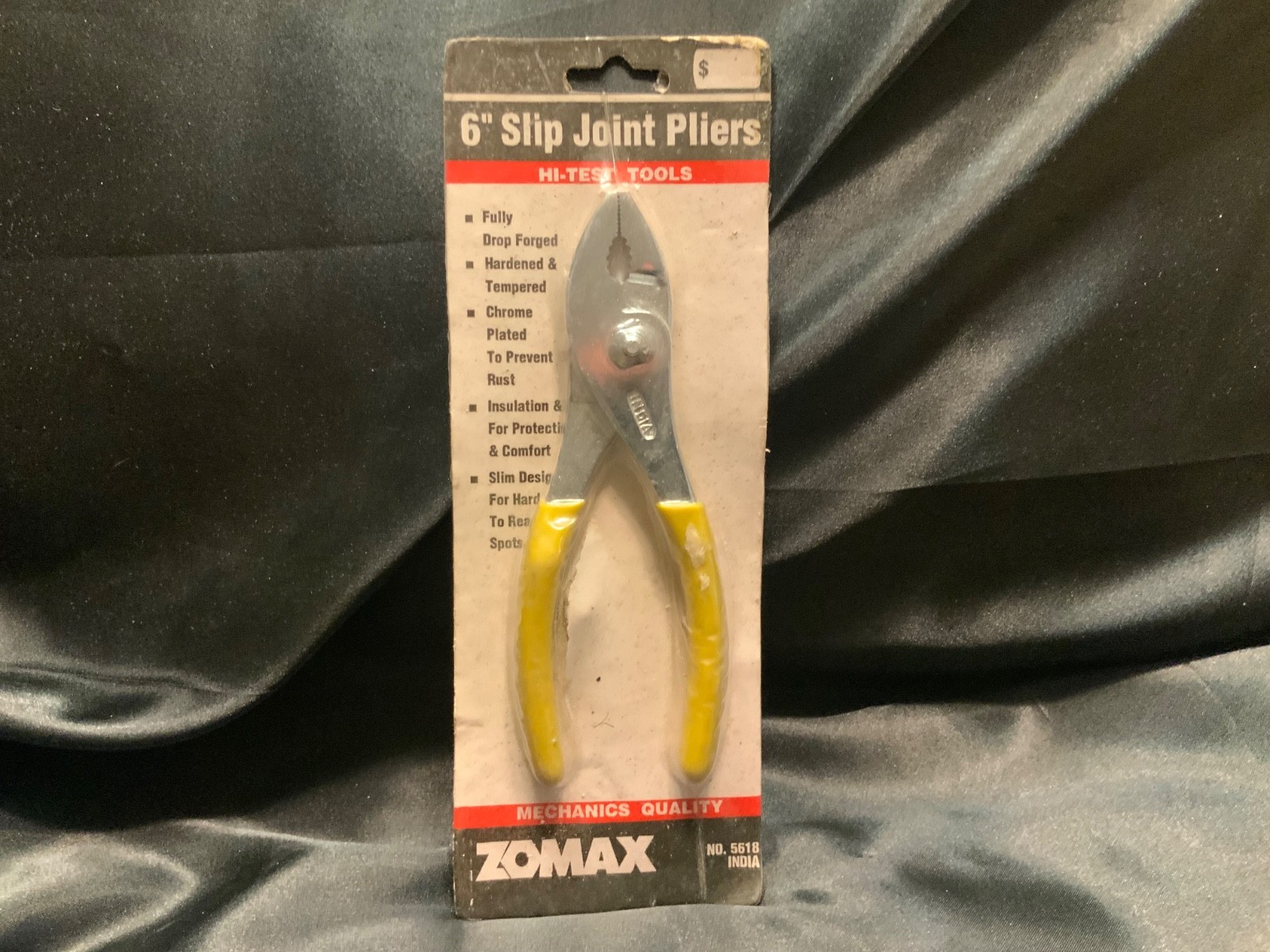 Vintage Zomax No. 5618 slip joint pliers 6 inch NOS India yellow grip