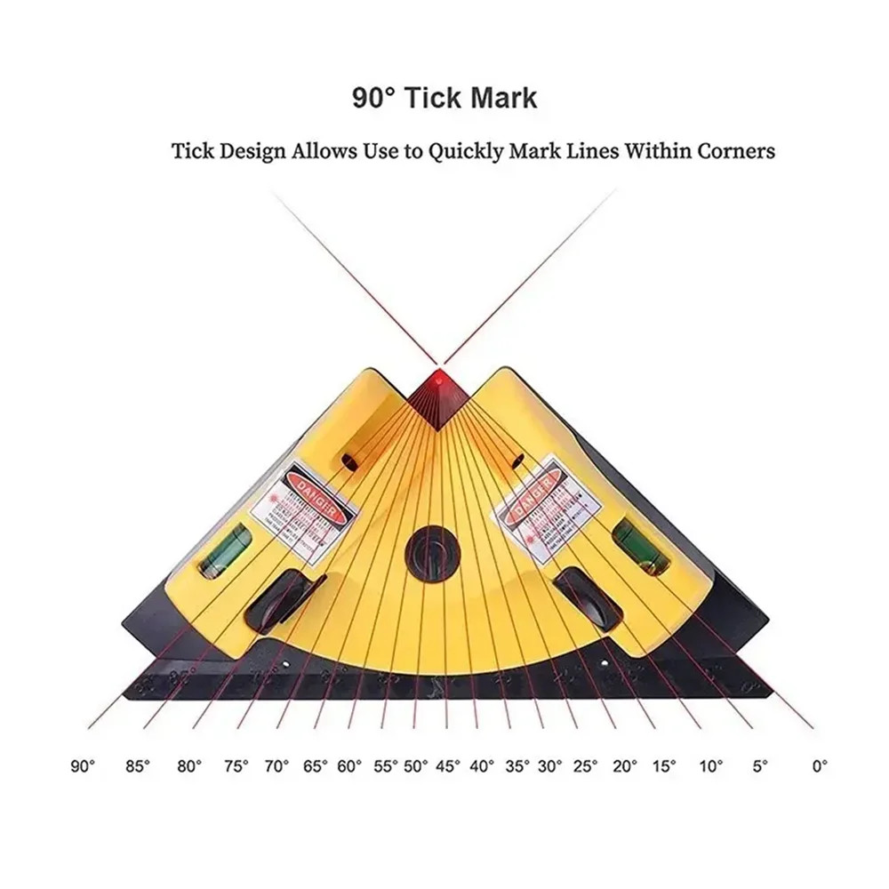 90° Infrared Laser Level Vertical Horizontal Line Projection Square Floor Tiling