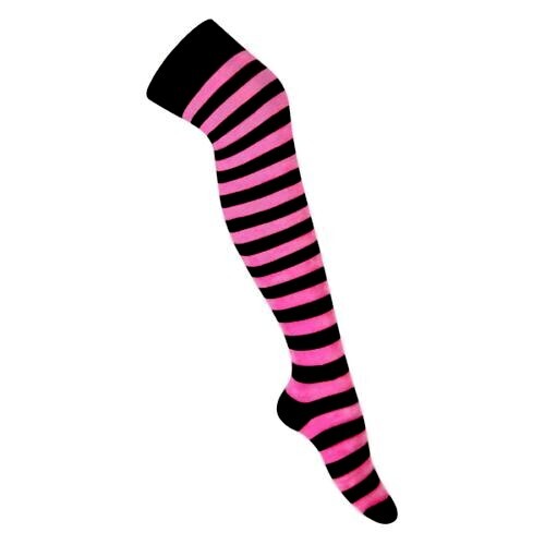 Stockings Stripey Striped Pink Black Fun Hosiery Fashion NEW