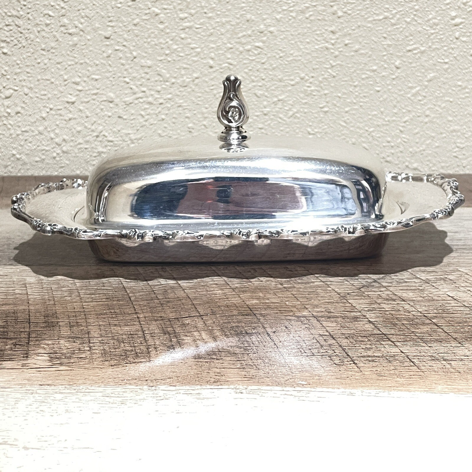 Vintage International Silver Company American Rose Covered Butter Dish W/ Insert