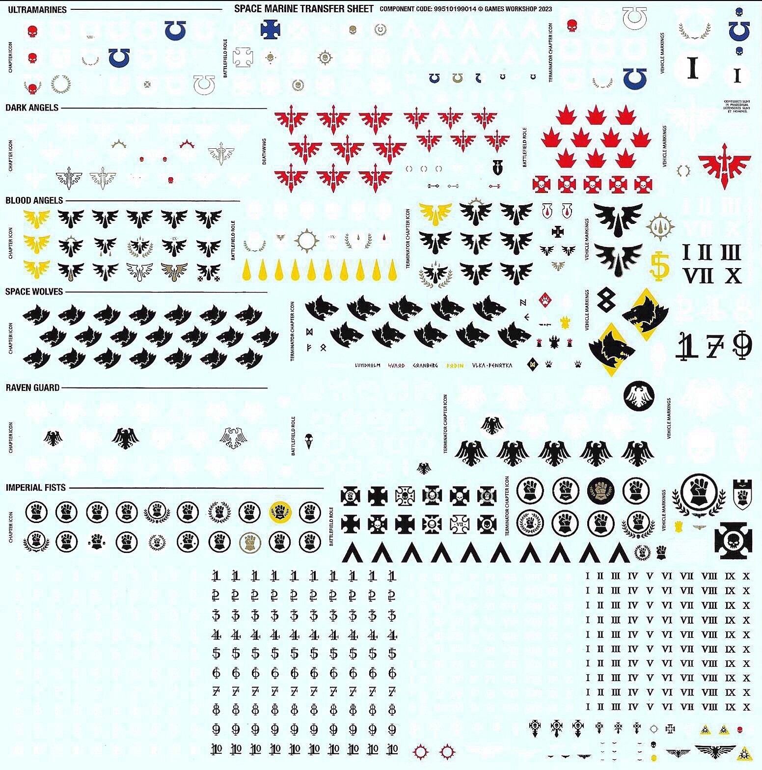 Space Marine - Transfer Sheet/Decals - Warhammer 40K