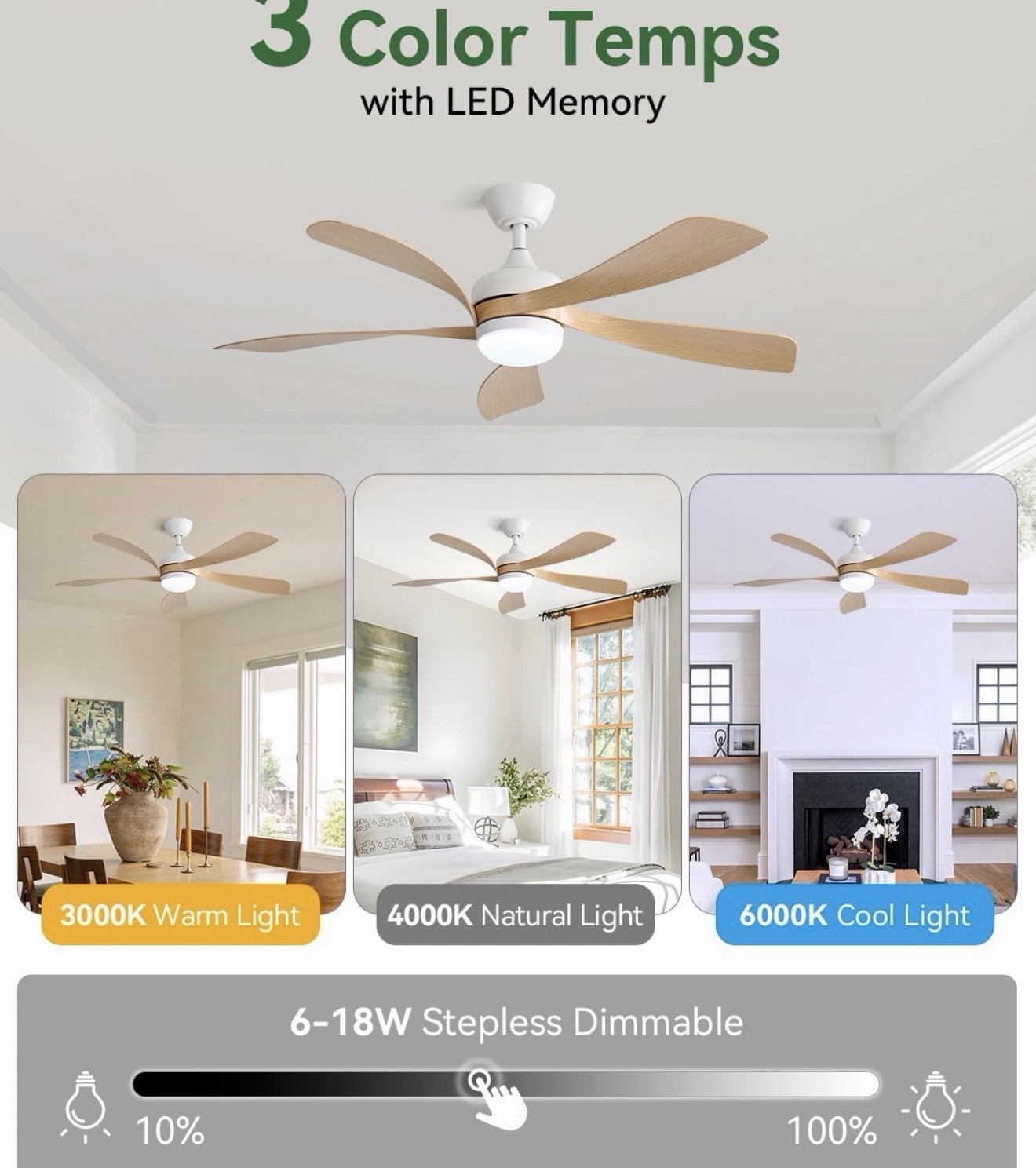 52 Inch Ceiling Fans with Lights and Remote, Outdoor Ceiling Fan