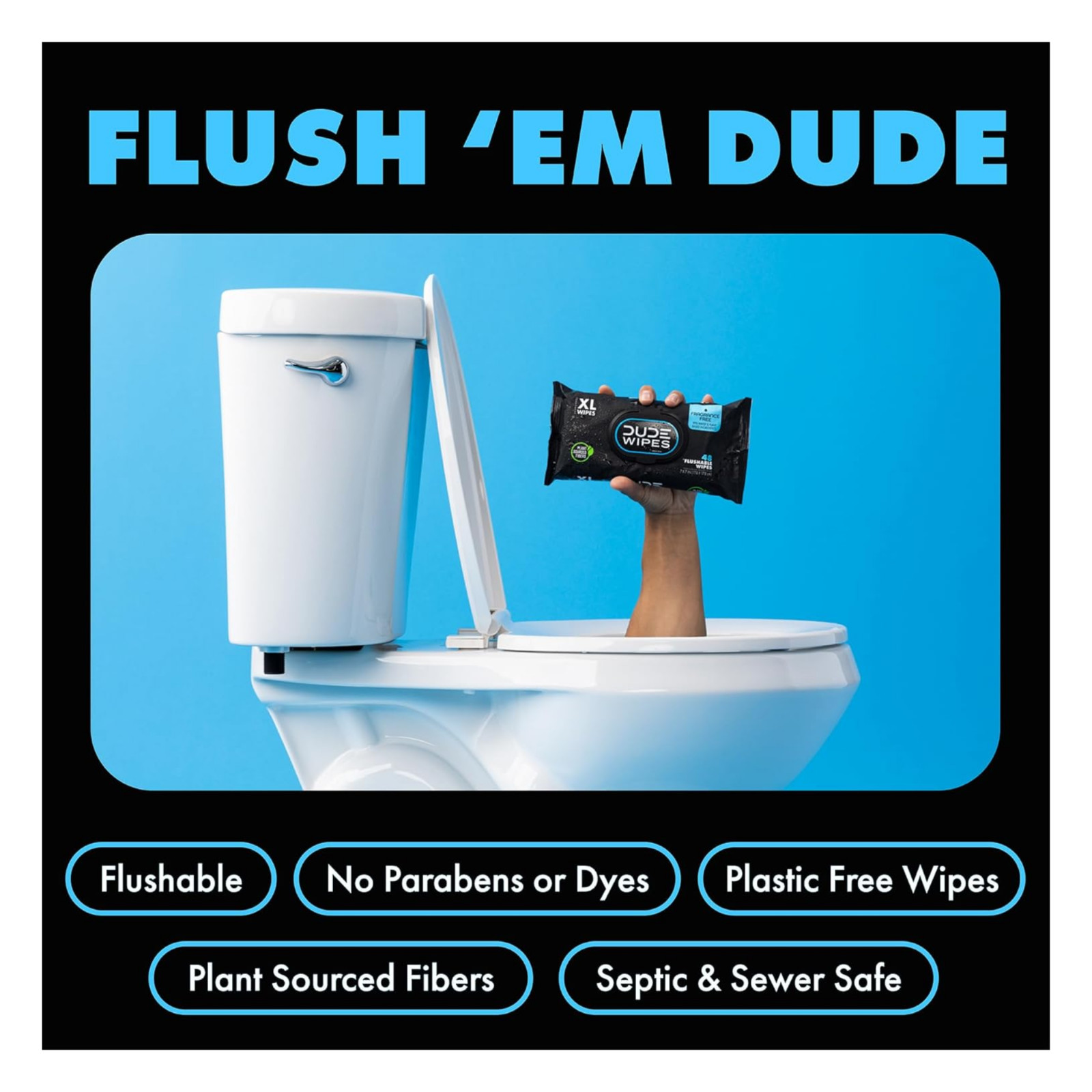 DUDE Wipes On-The-Go Flushable Wipes 30 Count Unscented