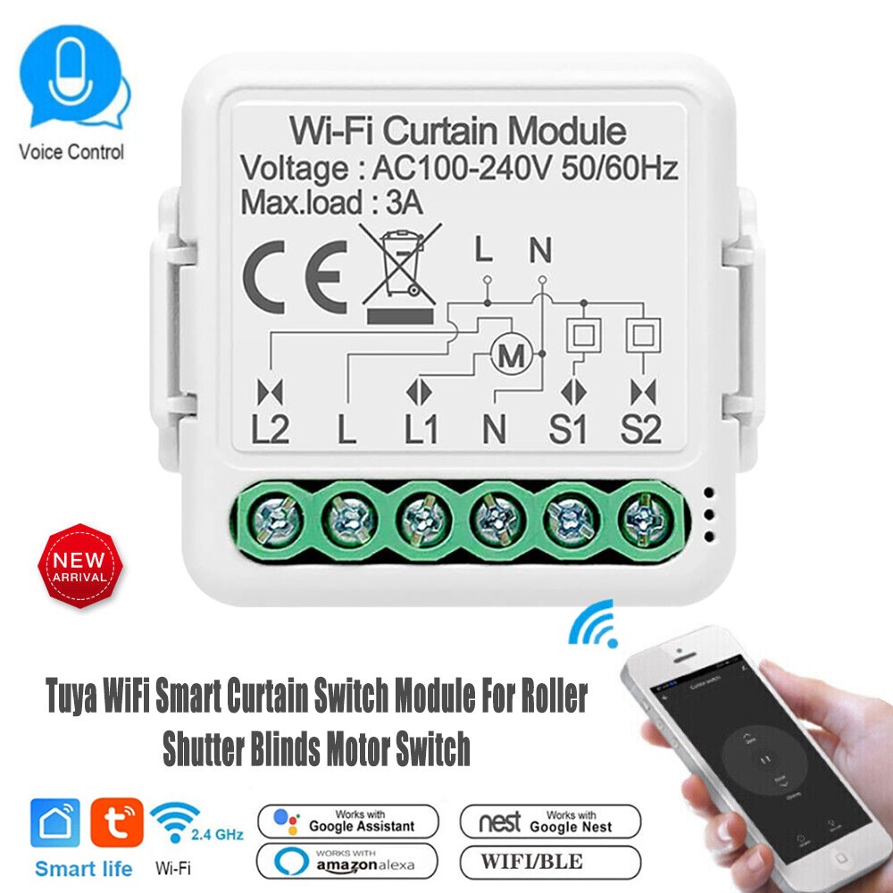 Smart WiFi Switch Curtain Blinds Module Roller Shutter Motor For Tuya Alexa US