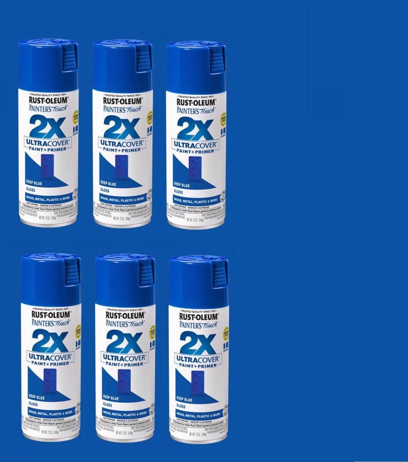 Rust-Oleum General Purpose Spray Paint + Primer, Deep Blue, Gloss, 12 Oz, 6 Cans