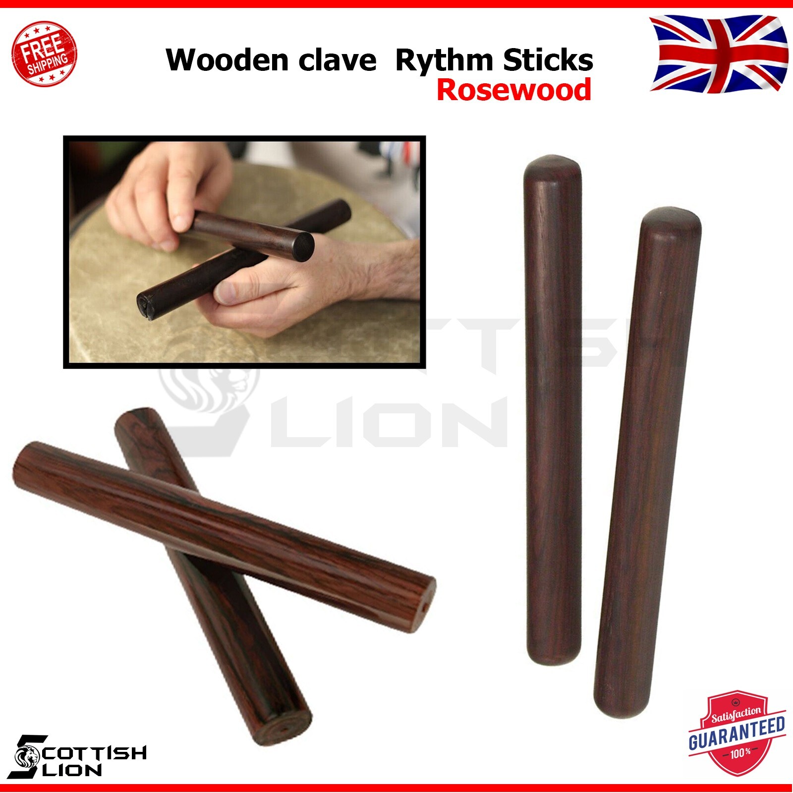 Hand Percussion Clave Rhythm Sticks Folk Musical Instrument Rosewood Clavess