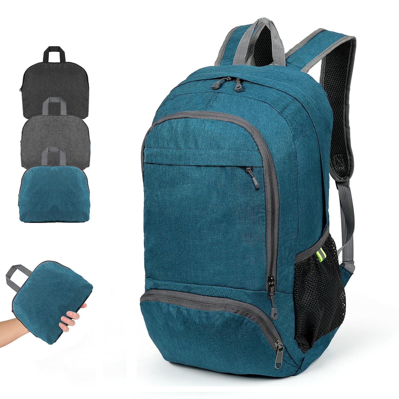 Ultra Lightweight Packable Backpack 25L Foldable Hiking Daypack Teal Blue
