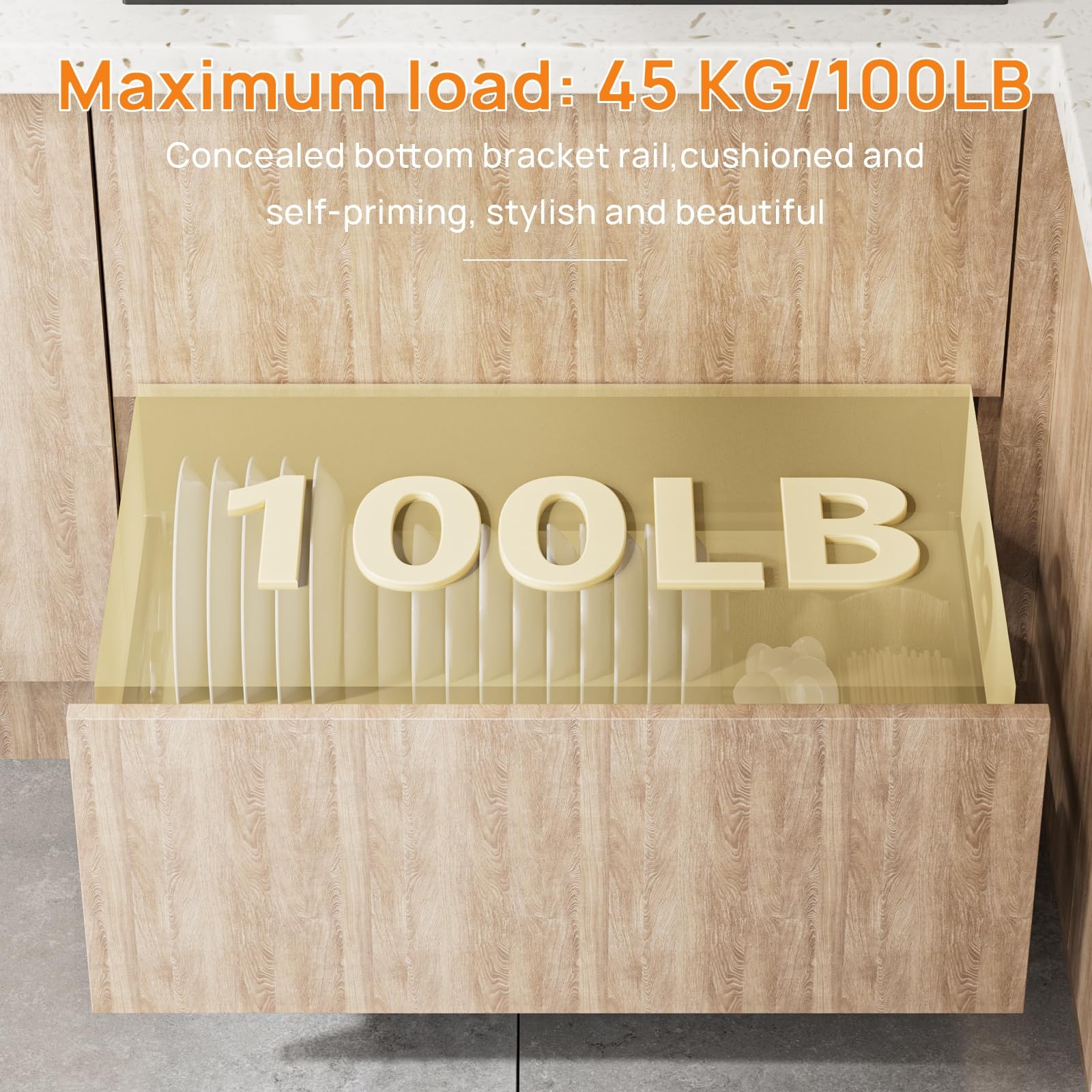 PHWALK 14 Inch Soft Close Undermount (Bottom Mount) Drawer Slides, 1 Pair Hea...