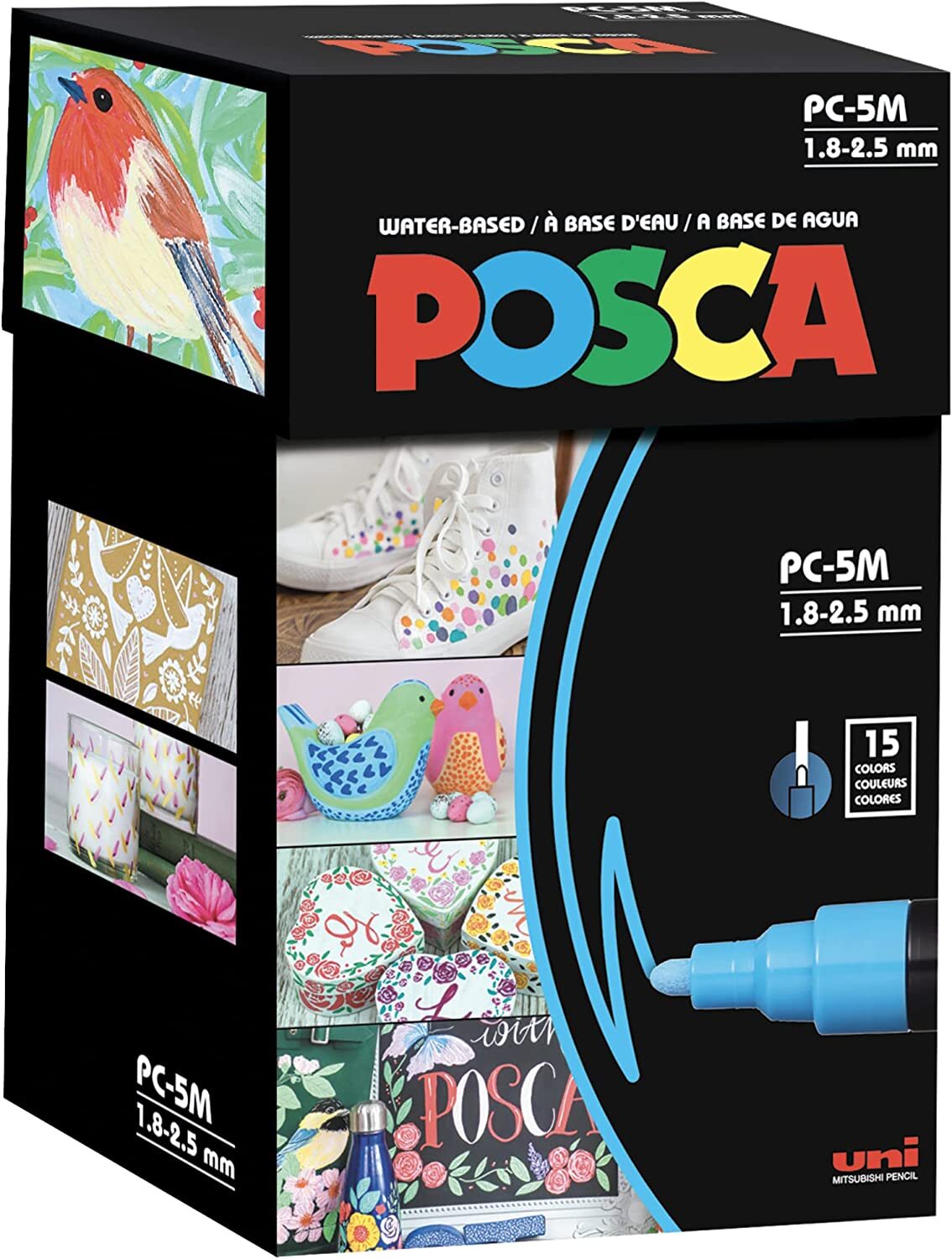 Uni-posca PC-5M Paint Marker Pen - Medium Point - Set of 15 GENUINE