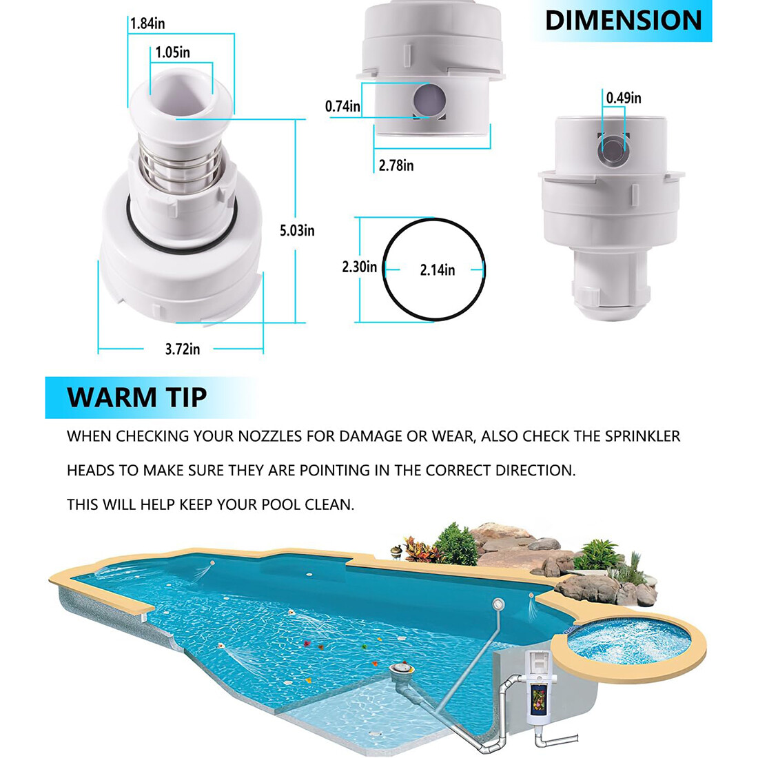PCC2000 Rotating Pop Up Head Nozzle for Paramount in-Floor Cleaning System White
